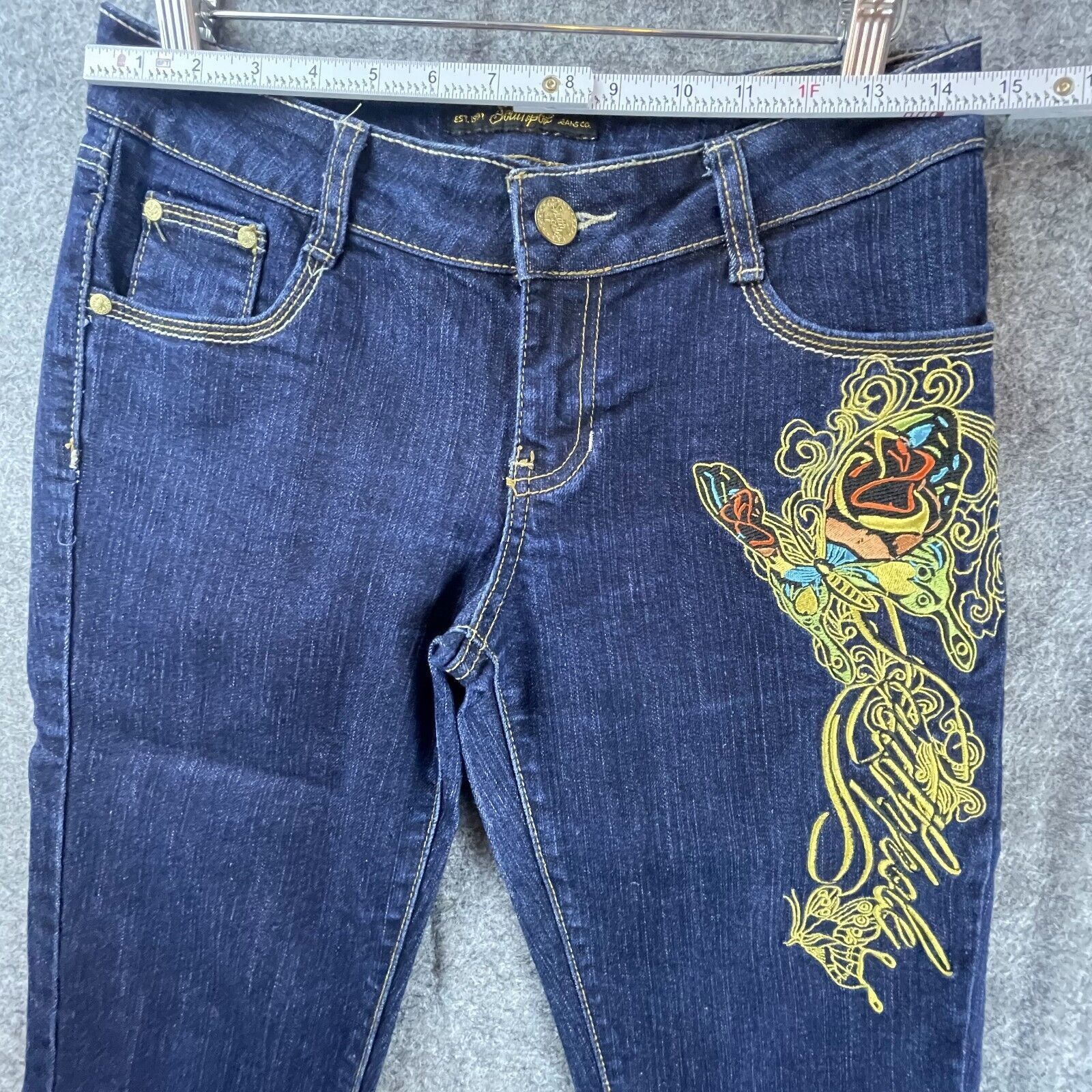 Southpole Southpole Jean Shorts Womens 7 Butterfly Embroidered Y2K 90s Size 29" - 8 Thumbnail