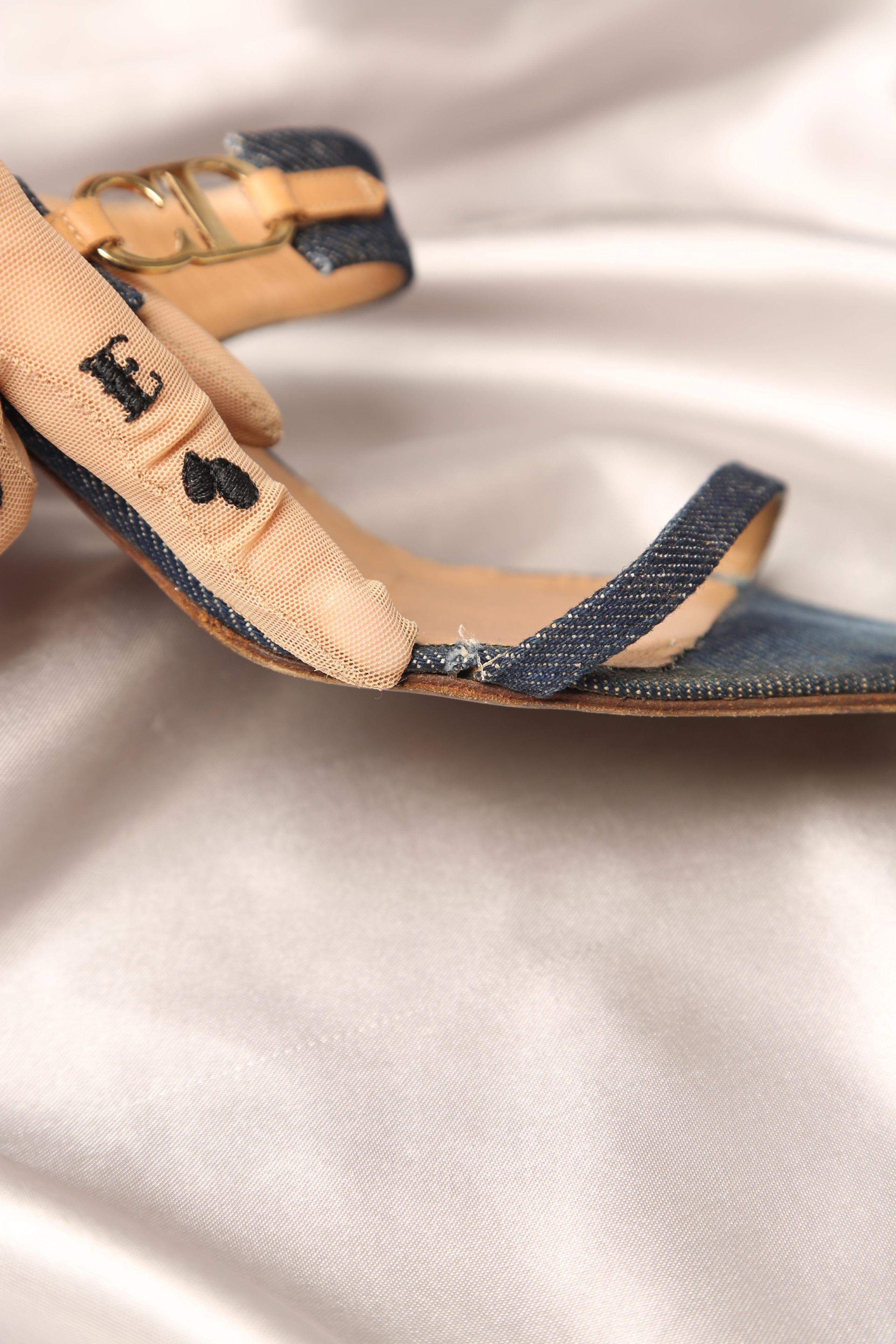 Dior Rare Y2K CHRISTIAN DIOR Denim Sandals Size US 6 / IT 36 - 7 Thumbnail