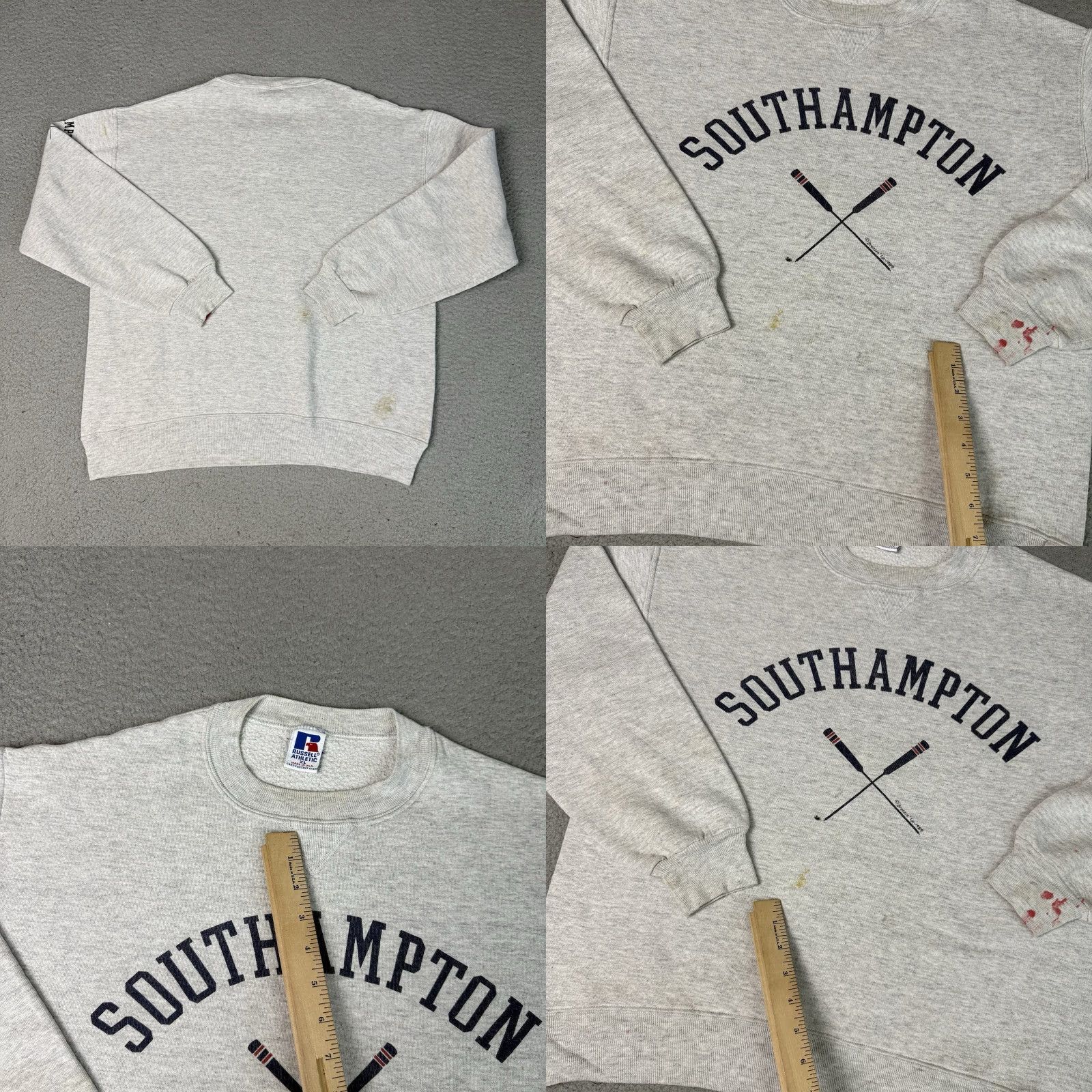 Vintage VINTAGE Russell Athletic South Hampton Sweatshirt Men XL Gray 90s Pullover Distressed Rare Size US XL / EU 56 / 4 - 8 Thumbnail