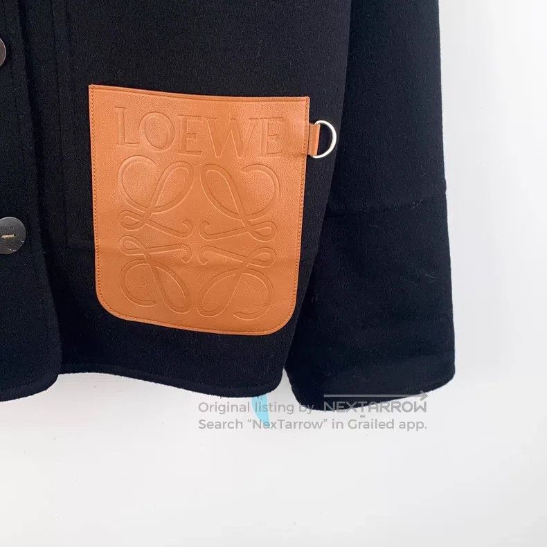 Loewe Loewe Black Logo Patch Leather Pocket Single-Breasted Wool Size M / US 6-8 / IT 42-44 - 4 Thumbnail