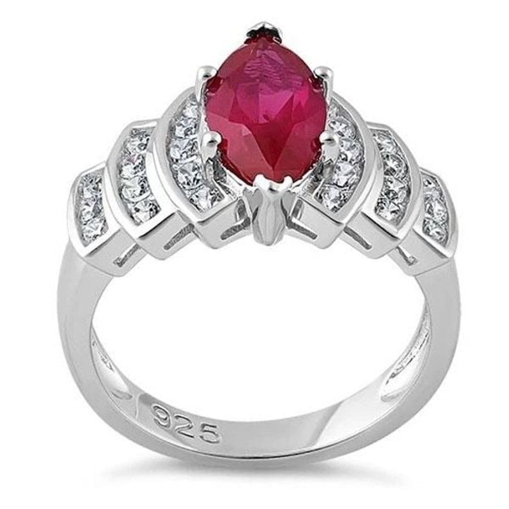 Other Marquise Cut Ruby CZ Sterling Silver Ring Womens Size 11 New Size ONE SIZE - 3 Thumbnail