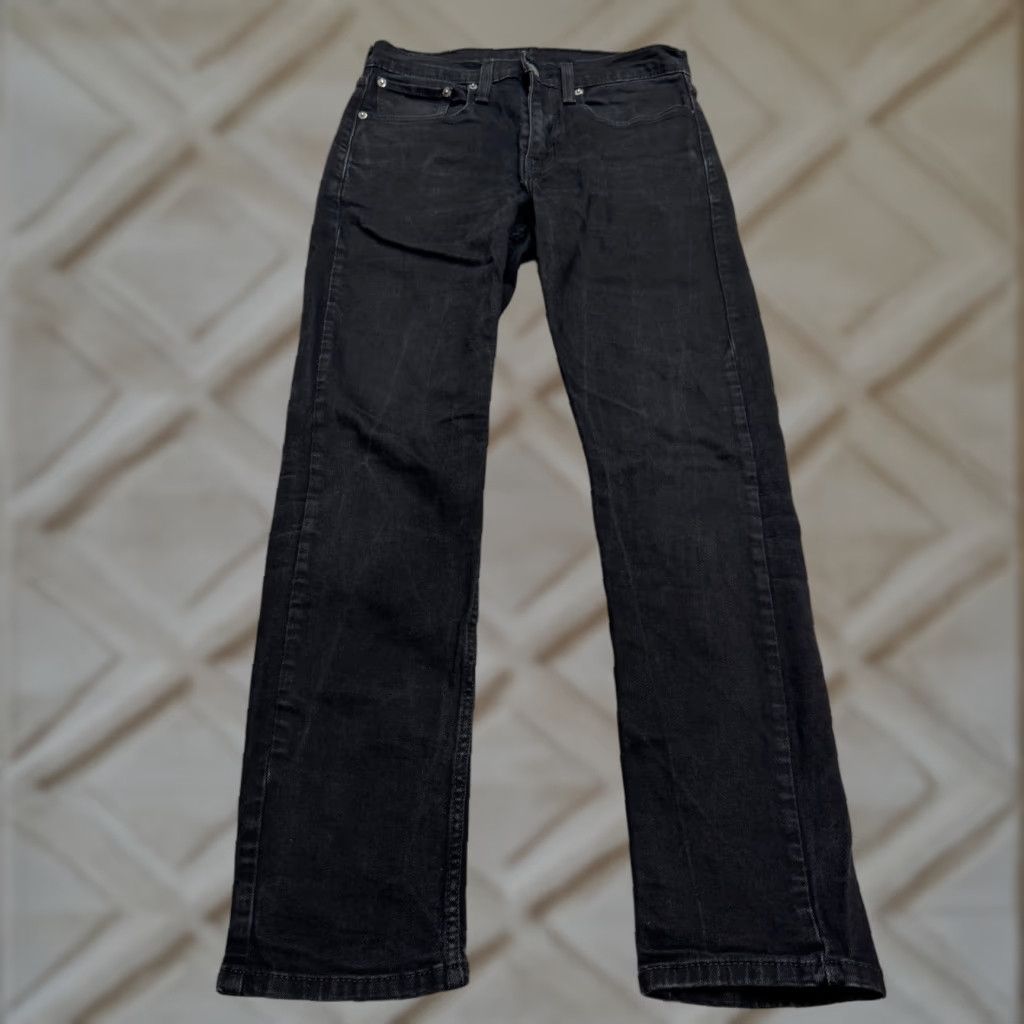 Levi's Levi's 502 Jeans Regular Taper Denim Mens 31x32 Black Dark Wash Cotton 5-Pocket USA Logo Casual Size US 31 - 1 Thumbnail
