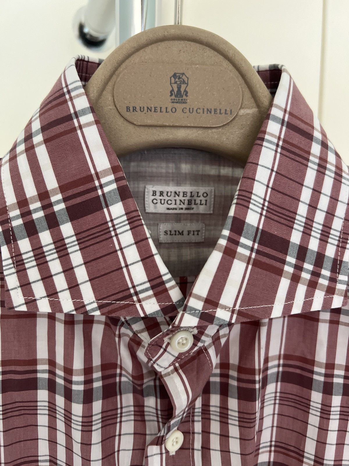 Brunello Cucinelli Slim Fit Plaid Shirt Size US S / EU 44-46 / 1 - 2 Thumbnail