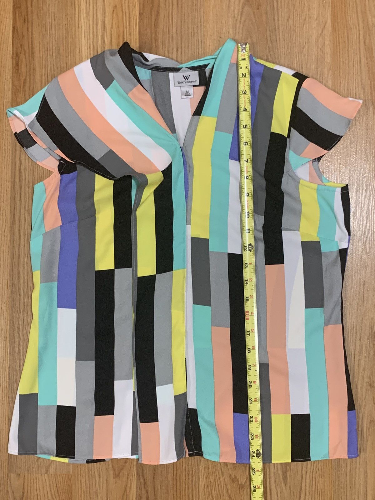 Worthington SzM- Worthington Colorblock Retro Style Button Up Blouse Size M / US 6-8 / IT 42-44 - 9 Thumbnail