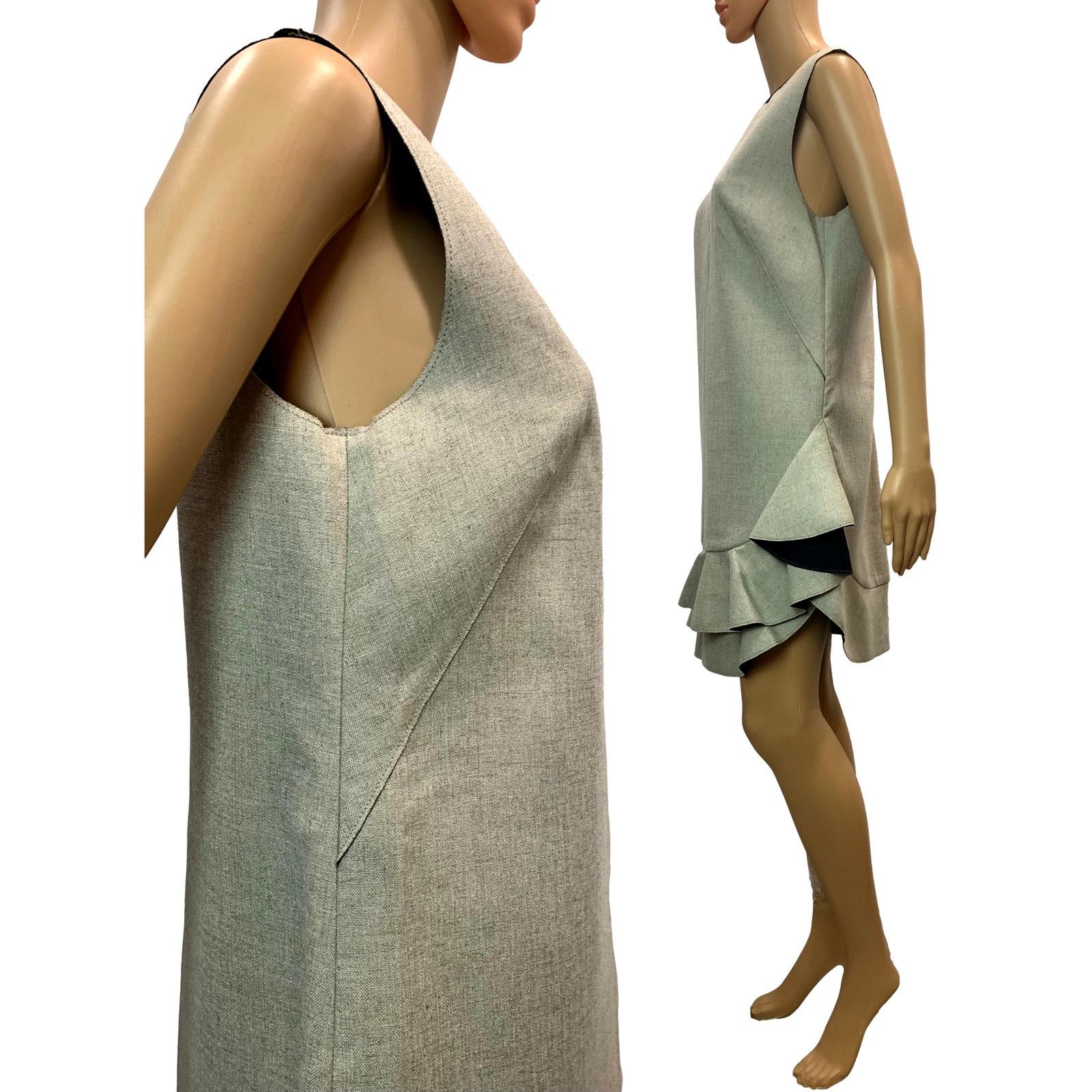 3.1 Phillip Lim 3.1 Phillip Lim Neutral Sleeveless Shift Dress w Flounce Hem Size M / US 6-8 / IT 42-44 - 12 Thumbnail
