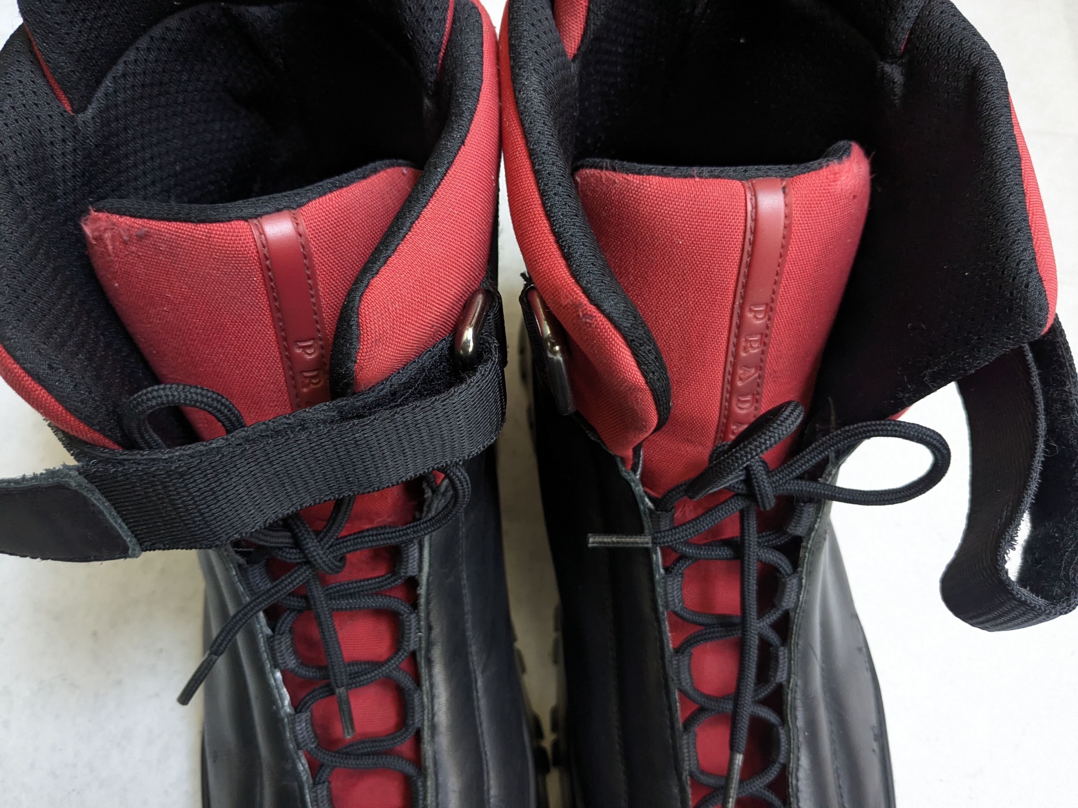 Prada Prada Boots Black Red 10 High Tops Leather Y2K Size US 10 / EU 43 - 2 Thumbnail