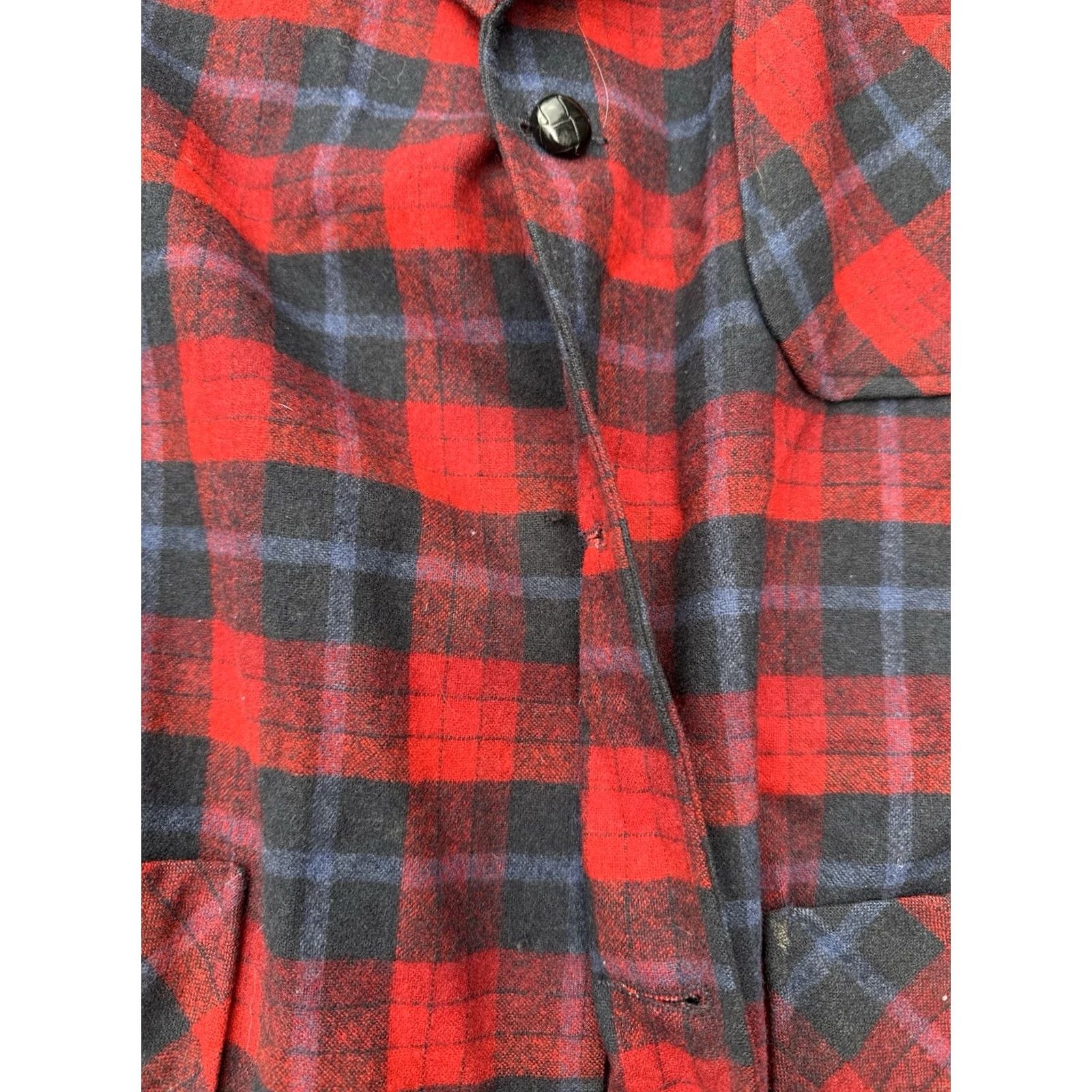 Pendleton VINTAGE Pendleton USA Jacket Wool Plaid Red Black Tartan Large 60s 70s Mens Size US L / EU 52-54 / 3 - 4 Thumbnail