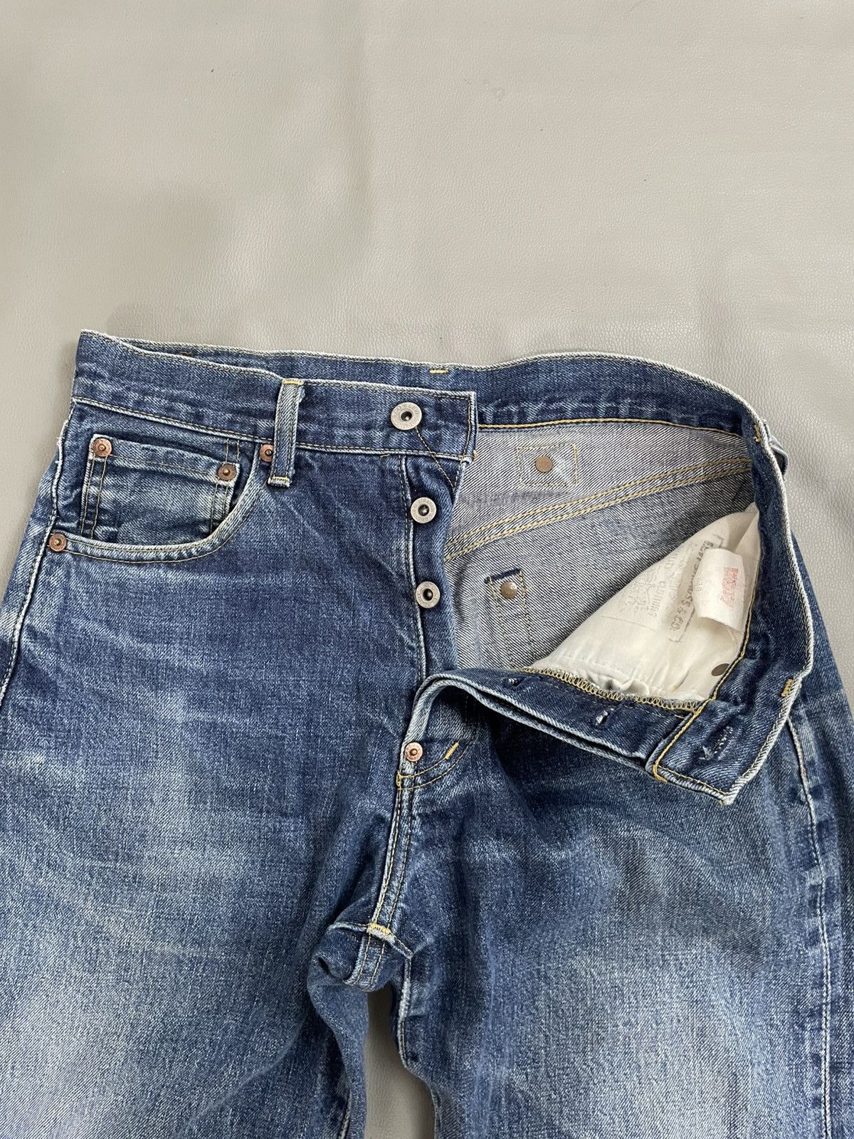 Levi's Vintage Clothing Levi's 702 Big E Selvedge Red Washed Blue Distressed Jeans Size US 30 / EU 46 - 3 Thumbnail