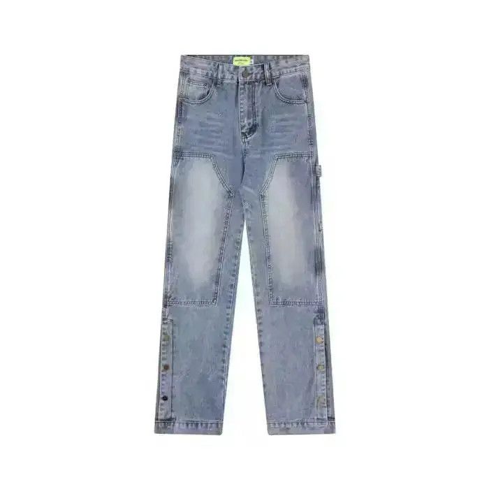 Japanese Brand Blue Baggy Stacked Ankle Zip Denim Jeans Size US 32 / EU 48 - 2 Thumbnail