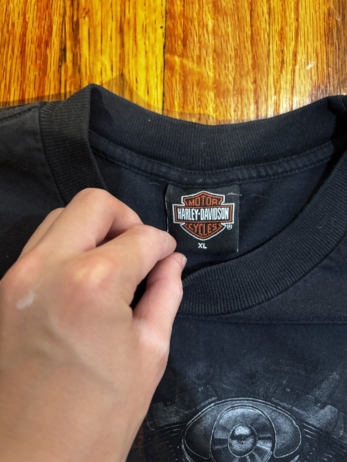 Harley Davidson Vintage 2002 Harley-Davidson Black XL Flames Graphic Size US XL / EU 56 / 4 - 5 Thumbnail