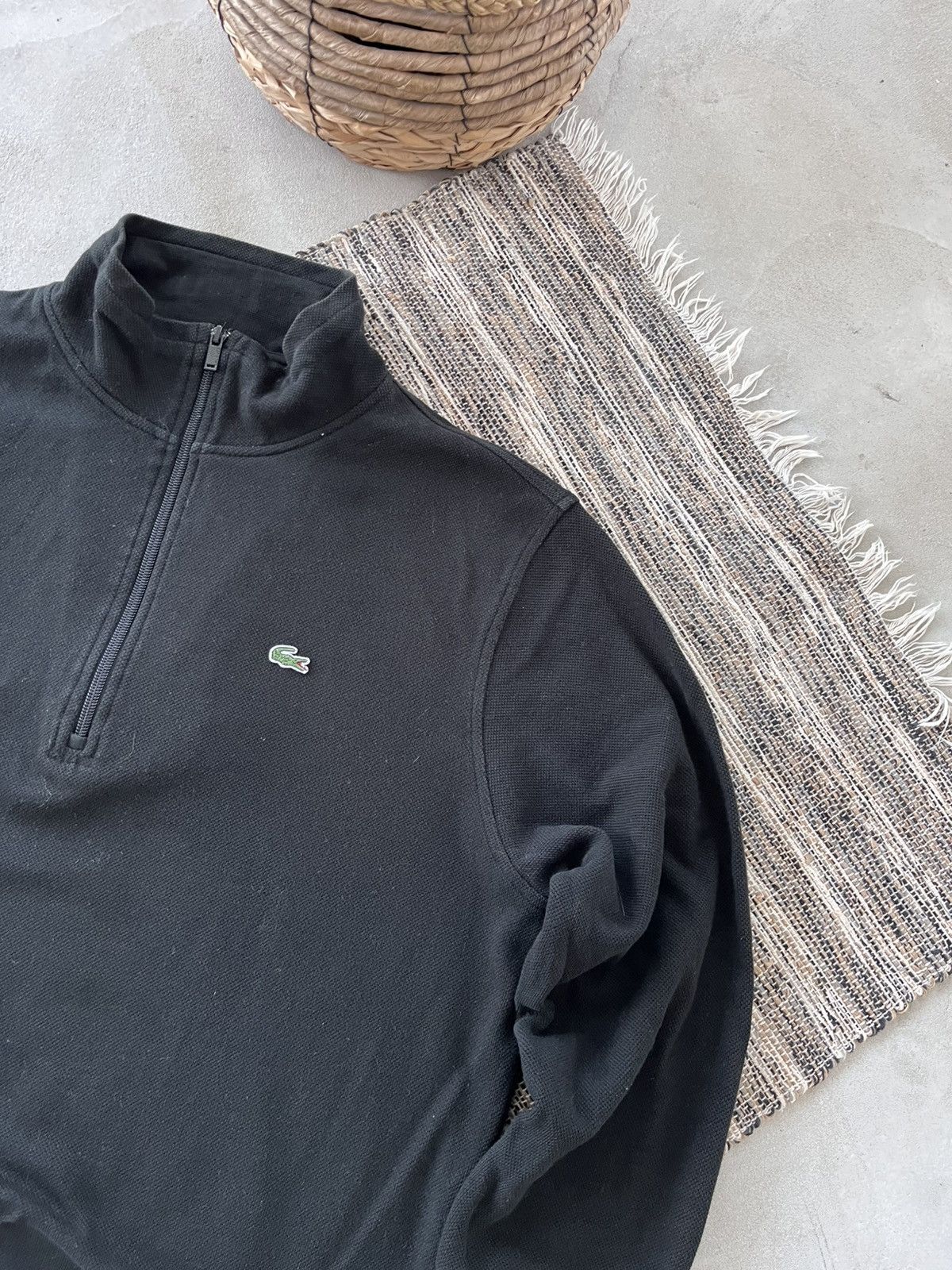 Lacoste Vintage Lacoste Black Zip Sweatshirt Avantgarde Minimalistic Size US XL / EU 56 / 4 - 4 Thumbnail
