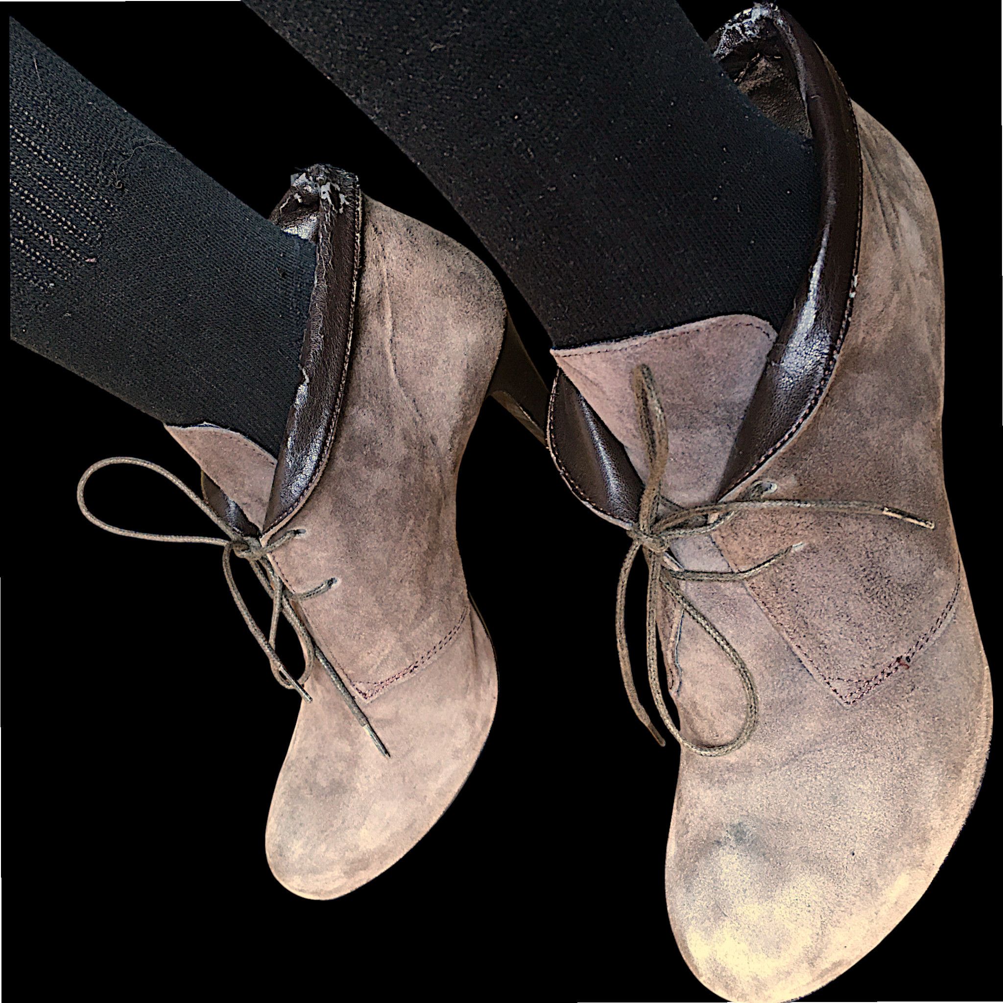 Vintage Tasca Suede Ankle Boots - Beige & Brown Leather Size US 10 / IT 40 - 12 Thumbnail