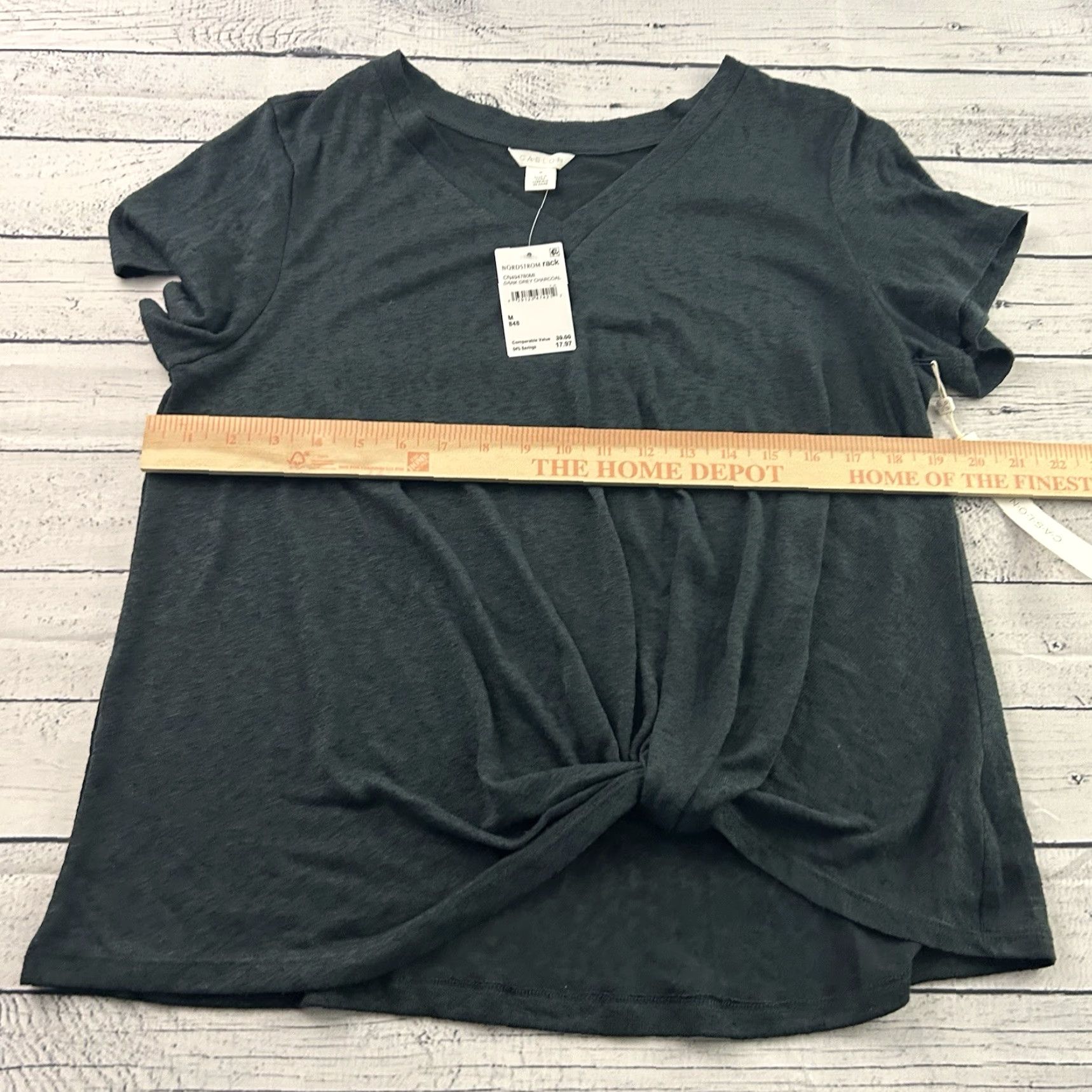 Vintage Caslon Women's T-Shirt V-Neck Short Sleeve M Dark Charcoal Grey Caslon Woman Shirt V-Neck M Gray 90s? Size M / US 6-8 / IT 42-44 - 6 Thumbnail