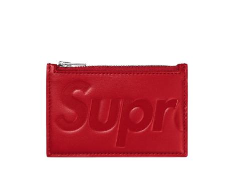 Supreme Supreme Leather Zip Card Holder Red Size ONE SIZE - 1 Thumbnail