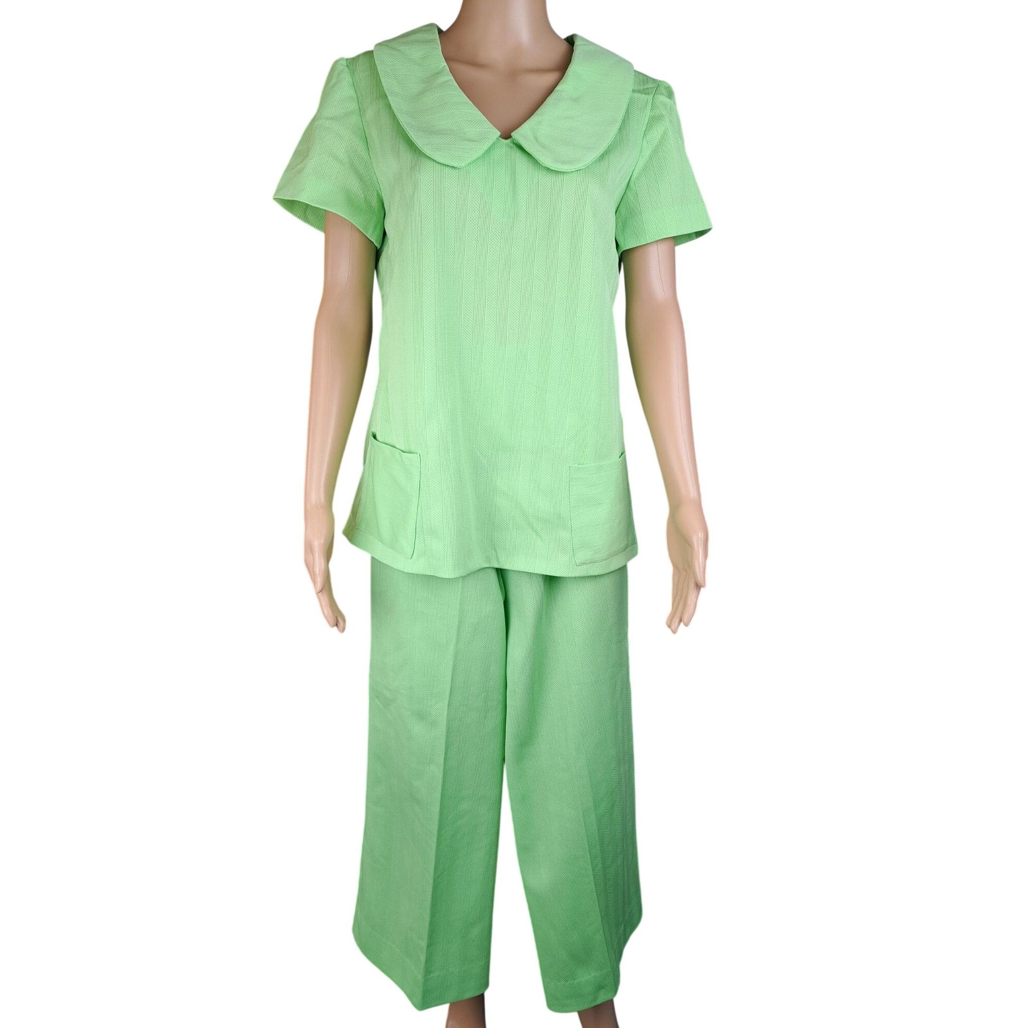Handmade Vintage Handmade Pant Suit Polyester Top Crop Pants Women L Size L / US 10 / IT 46 - 1 Thumbnail