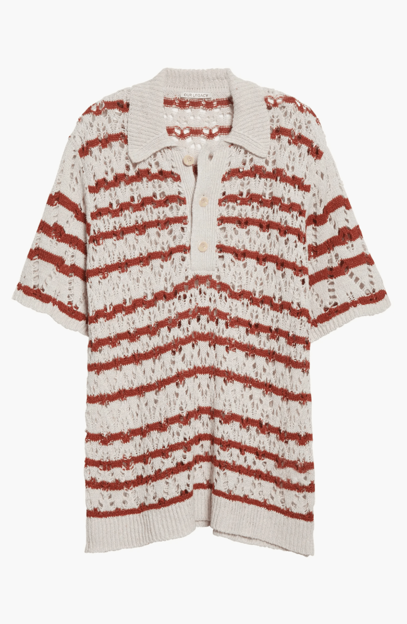 Our Legacy OUR LEGACY Big Piquet Polo Zig Zag Stripe Hemp Lyocell 52 Size US L / EU 52-54 / 3 - 2 Thumbnail