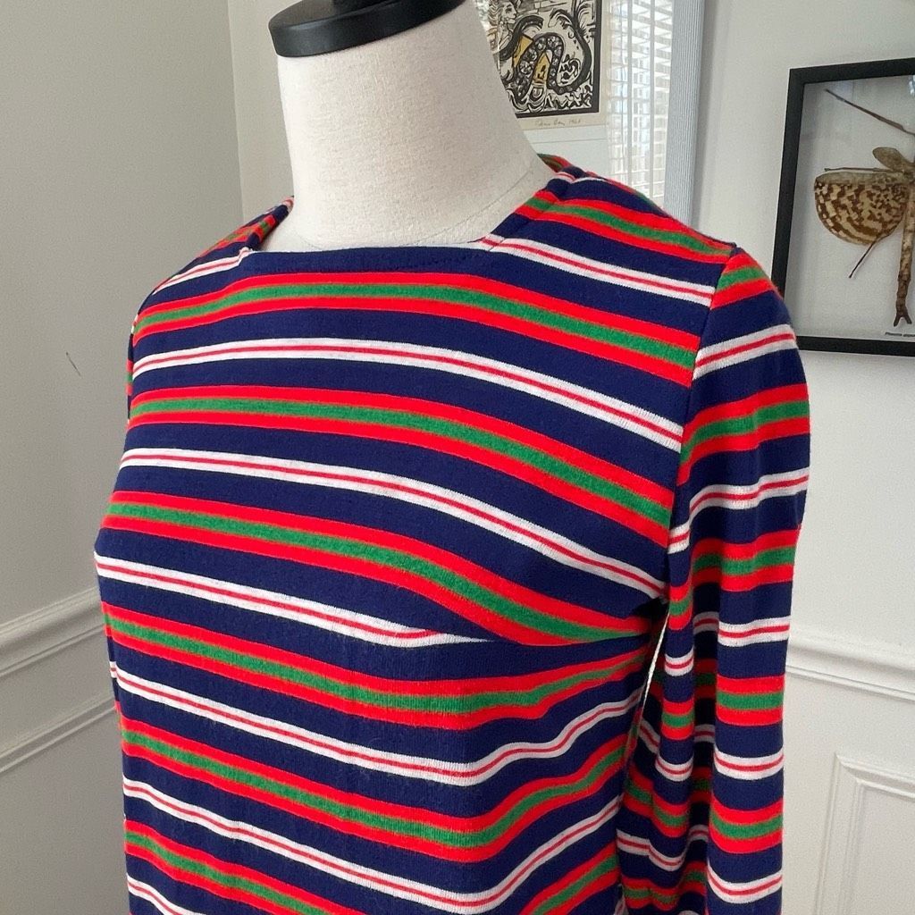 Vintage Vintage 60s Stripe A-Line Shift Dress Pockets S M Size S / US 4 / IT 40 - 2 Thumbnail