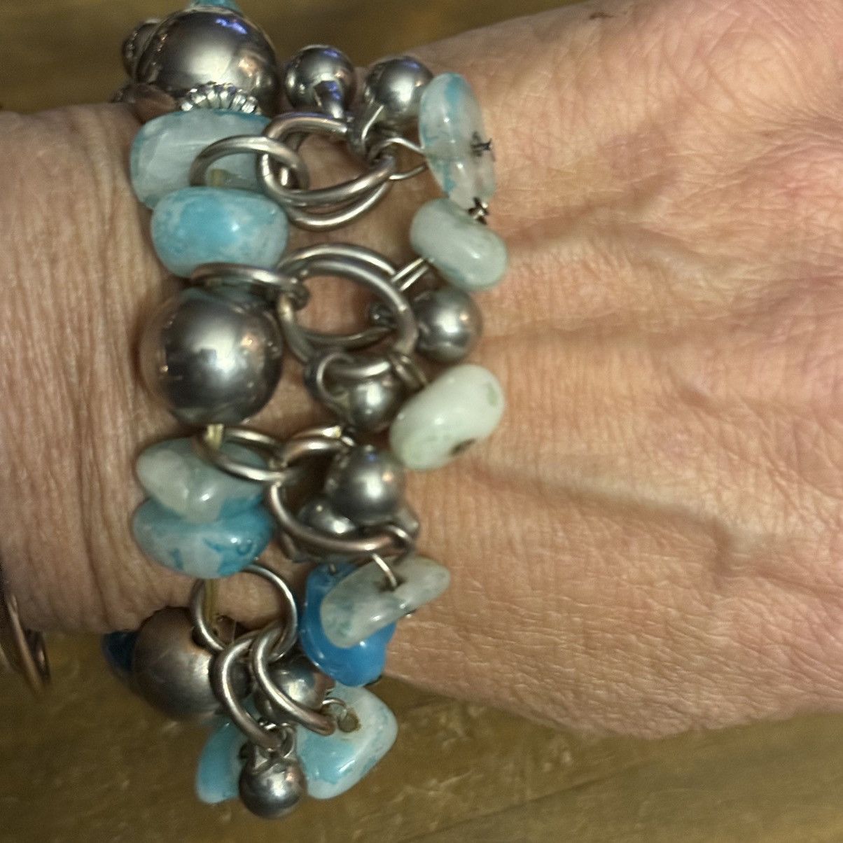 Vintage Vintage chunky Murano glass and blue agate stretch bracelet Size ONE SIZE - 3 Thumbnail