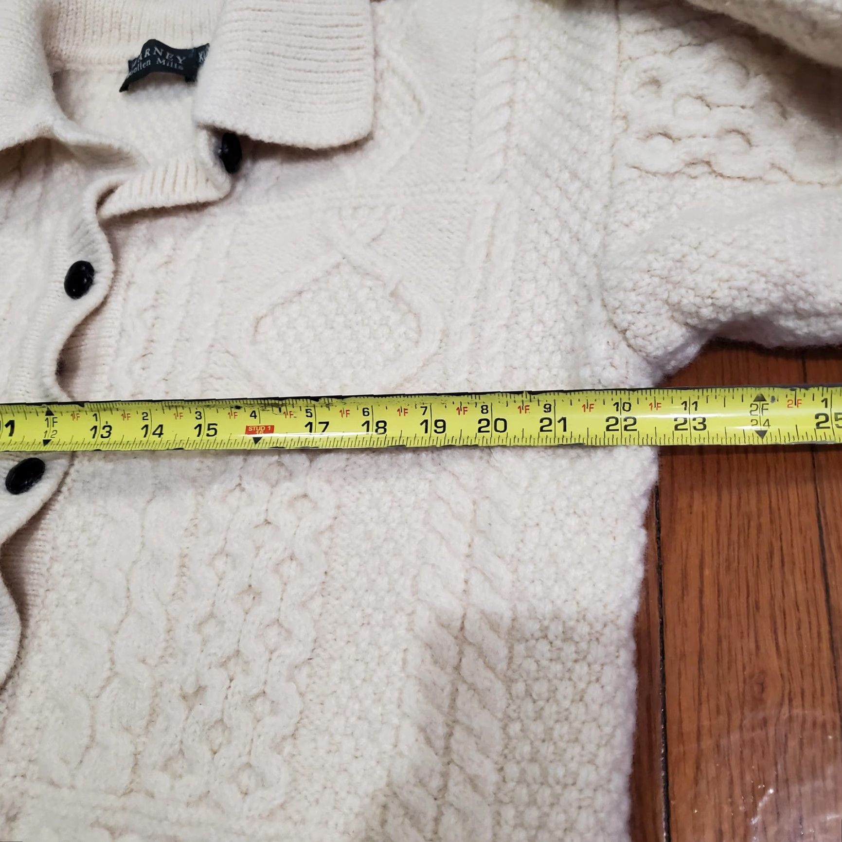 Vintage VINTAGE Blarney Woollen Mills Sweater Womens XL White Aran Cable Knit Collared Cardigan Size XL / US 12-14 / IT 48-50 - 6 Thumbnail