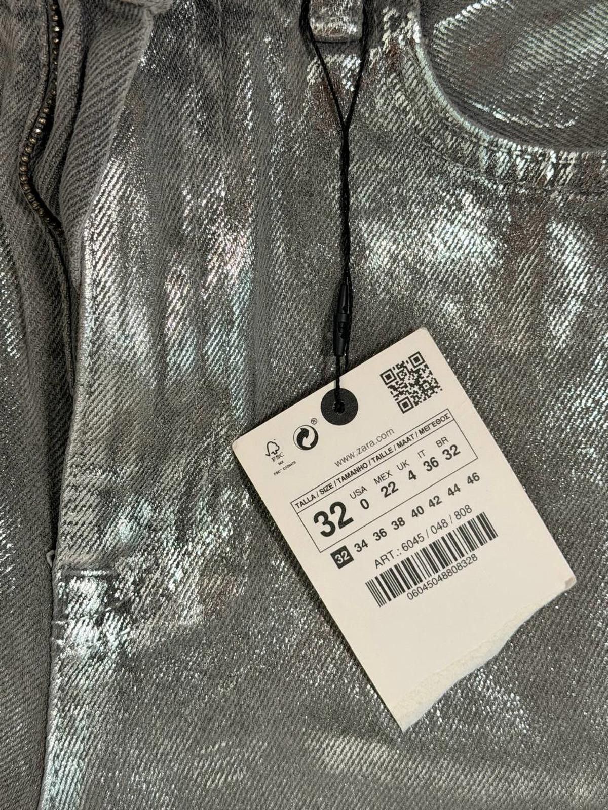 Zara Zara "The Metallic Slim" Denim – Silver – Size 0 Womens Size 25" / US 0 / IT 36 - 3 Thumbnail
