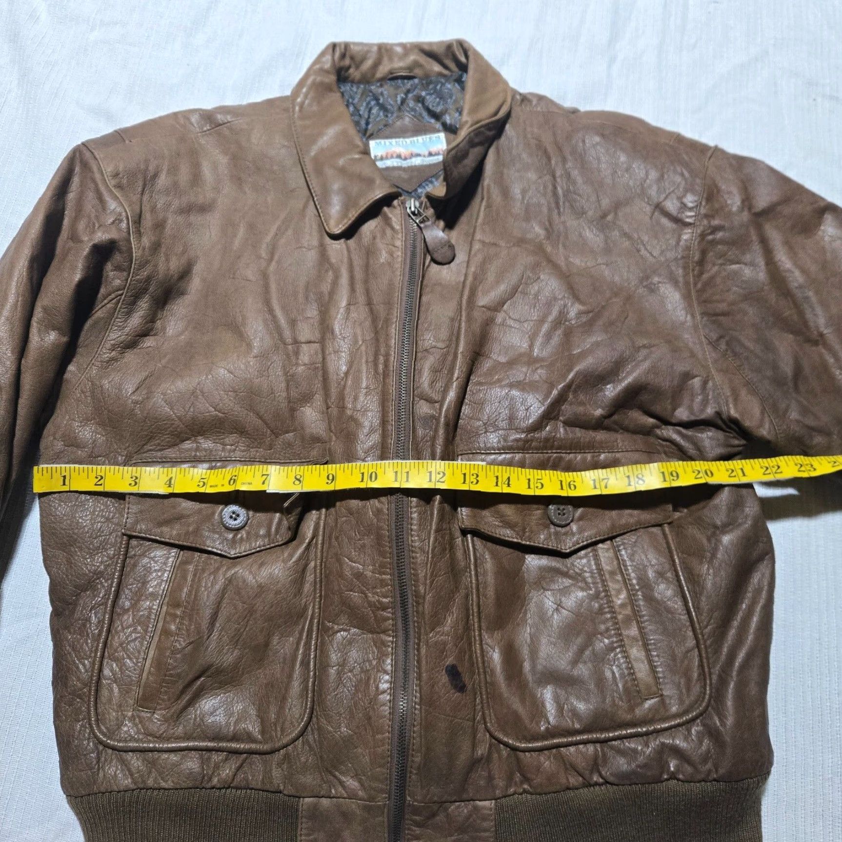 Vintage VINTAGE Mixed Blues Jacket Adult Mens Large L Brown Leather Suede Bomber Jacket All Seasons Fall Spring Winter 90s? Size US L / EU 52-54 / 3 - 7 Thumbnail