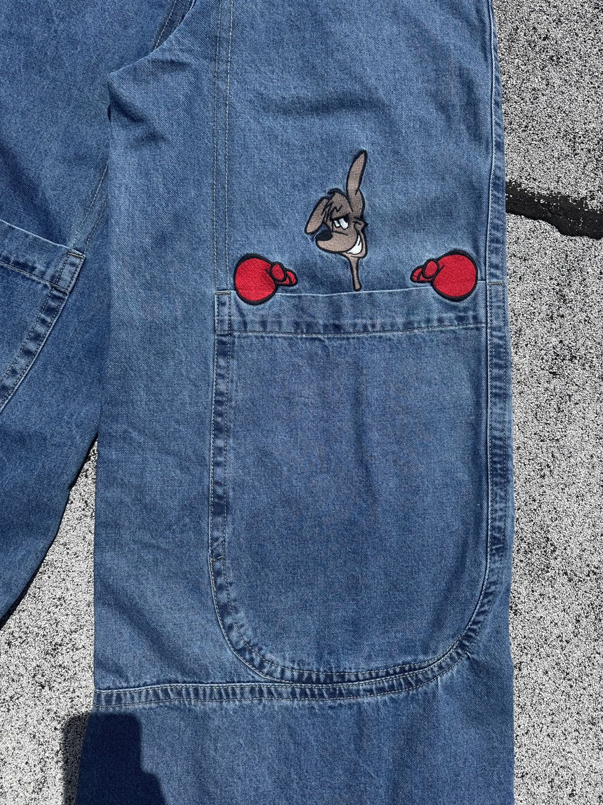 JNCO Kangaroo Jeans 90s/Y2K Baggy Skater Rave Embroidered Pkt Size US 30 / EU 46 - 6 Thumbnail