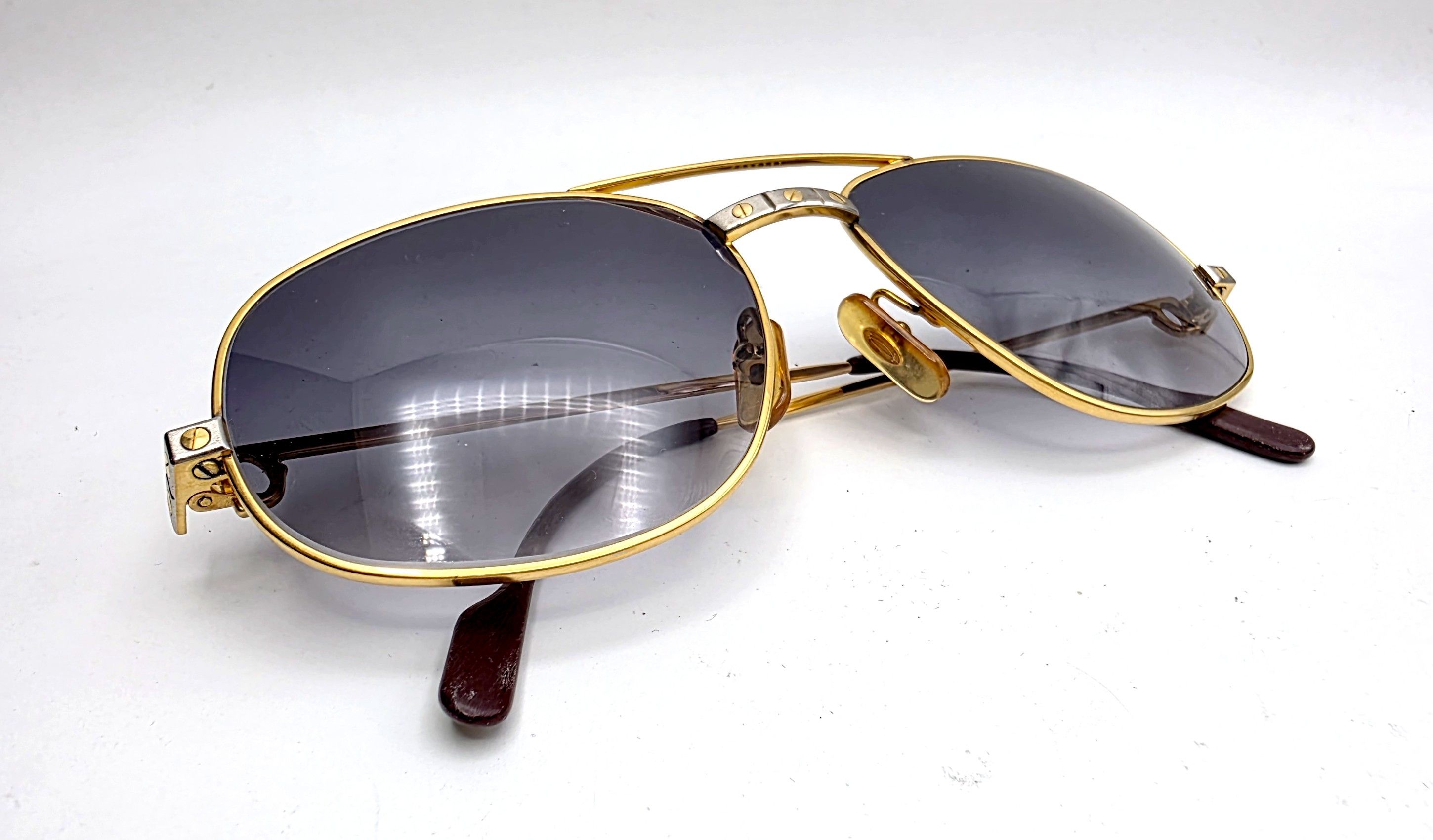 Cartier 🔴 Vintage Cartier Romance Santos Sunglasses Gold Plated Size ONE SIZE - 3 Thumbnail