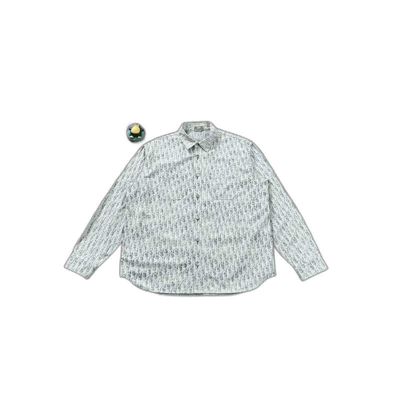 Dior Dior Blue Oblique Print Long Sleeve Shirt Size US M / EU 48-50 / 2 - 1 Thumbnail