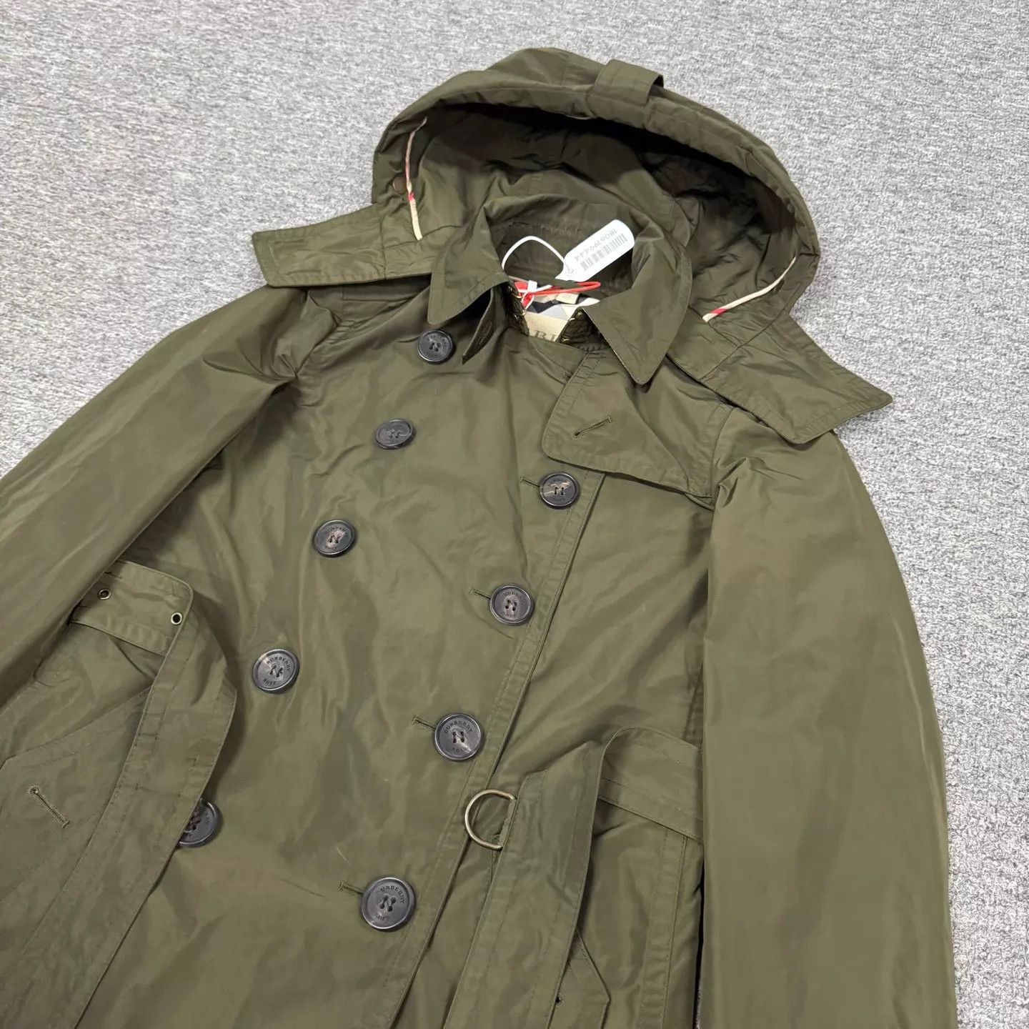 Burberry Burberry Olive Green Hooded Double-breasted Trench UK4 99N Size XS / US 0-2 / IT 36-38 - 4 Thumbnail