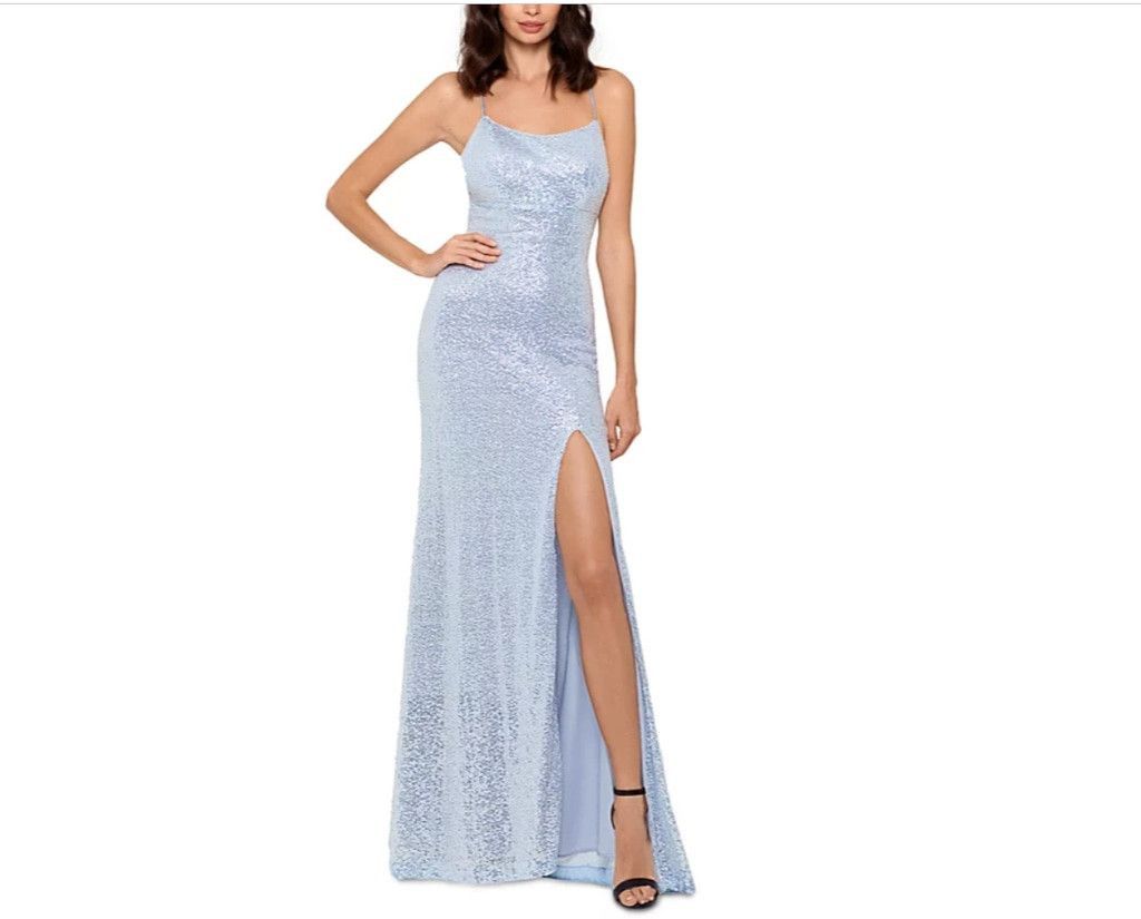 Other Betsy & Adam Ice Blue Silver Sequin Formal Gown, 4 Size S / US 4 / IT 40 - 1 Thumbnail