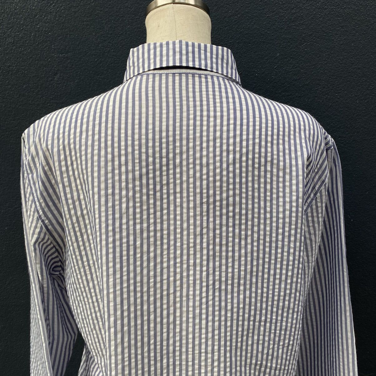 Ne-Net Ne-net Blue and White Striped Ruffle Front Shirt Size US L / EU 52-54 / 3 - 14 Thumbnail