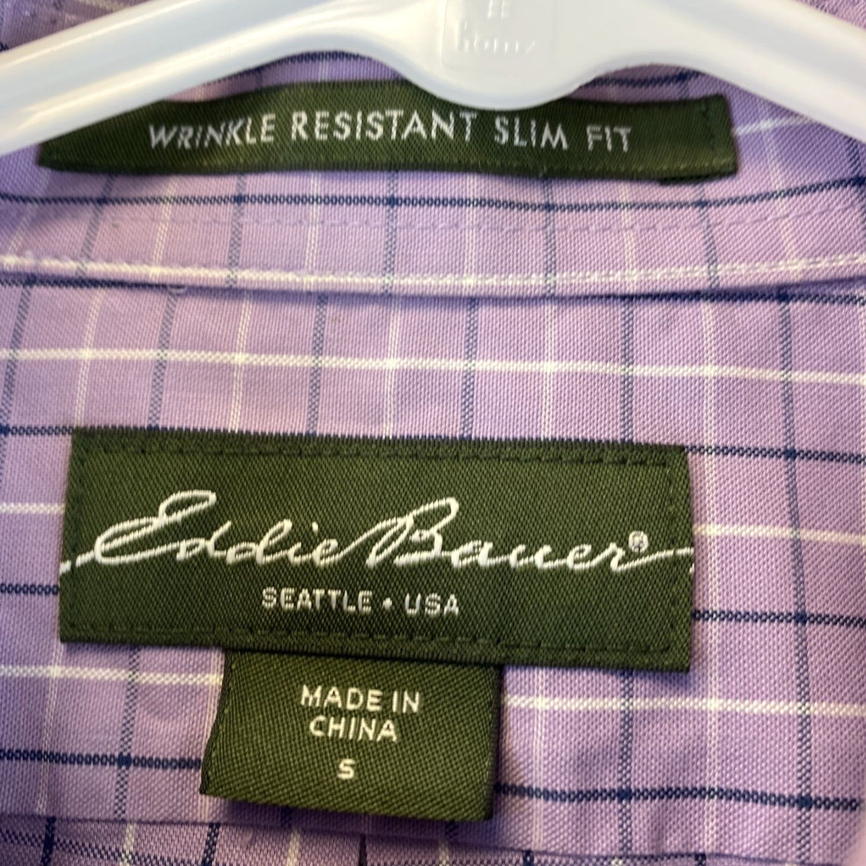 Eddie Bauer EDDIE BAUER Men's Purple Checkered Cotton Button-Up Dress Shirt Size S Long Sleeve Size 36R - 4 Thumbnail