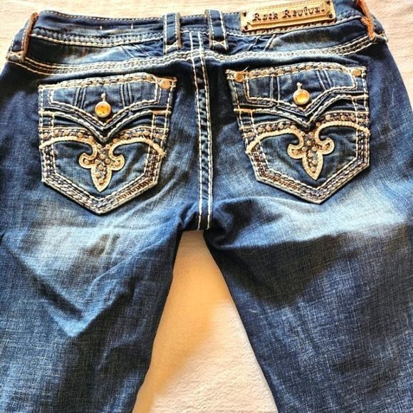 Rock Revival Rock Revival Embellished Straight Sz. 27 Blue Jeans Size 27" / US 4 / IT 40 - 1 Thumbnail
