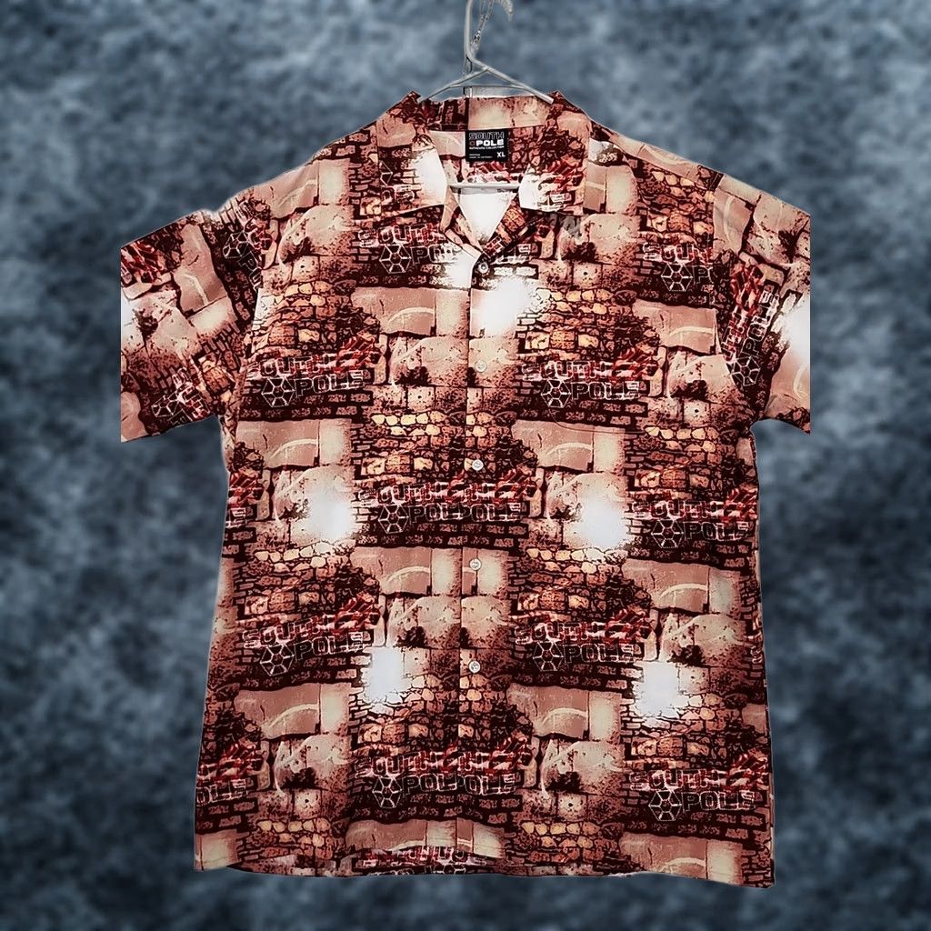 Southpole VINTAGE SOUTHPOLE Shirt Men’s XL Red Bricks Graffiti Y2K Short Sleeve Beach Vacation Size US XL / EU 56 / 4 - 1 Thumbnail