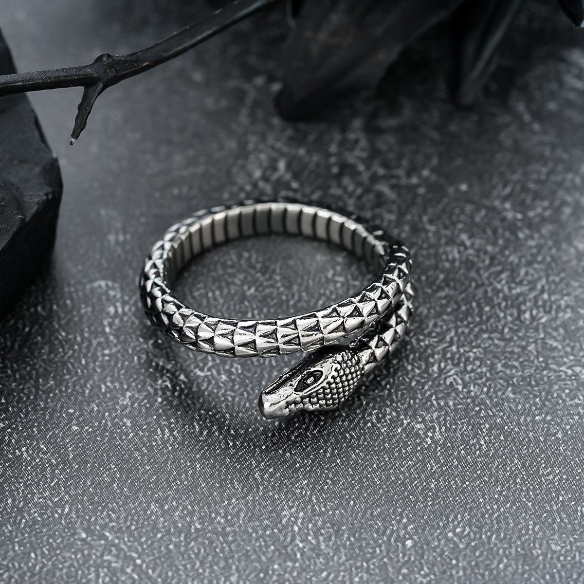 Jewelry Retro Adjustable Men's Trendy Snake Ring Size ONE SIZE - 1 Thumbnail