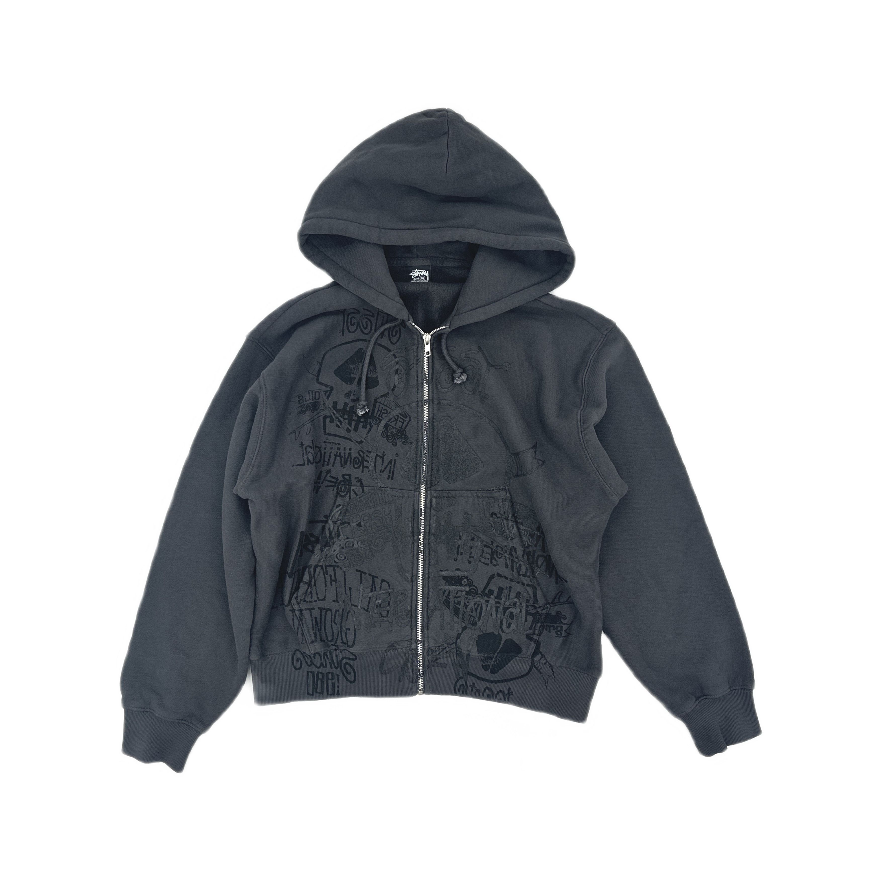 Stussy Stussy Faded Graphic Zip Hoodie in Washed Black | Grailed
