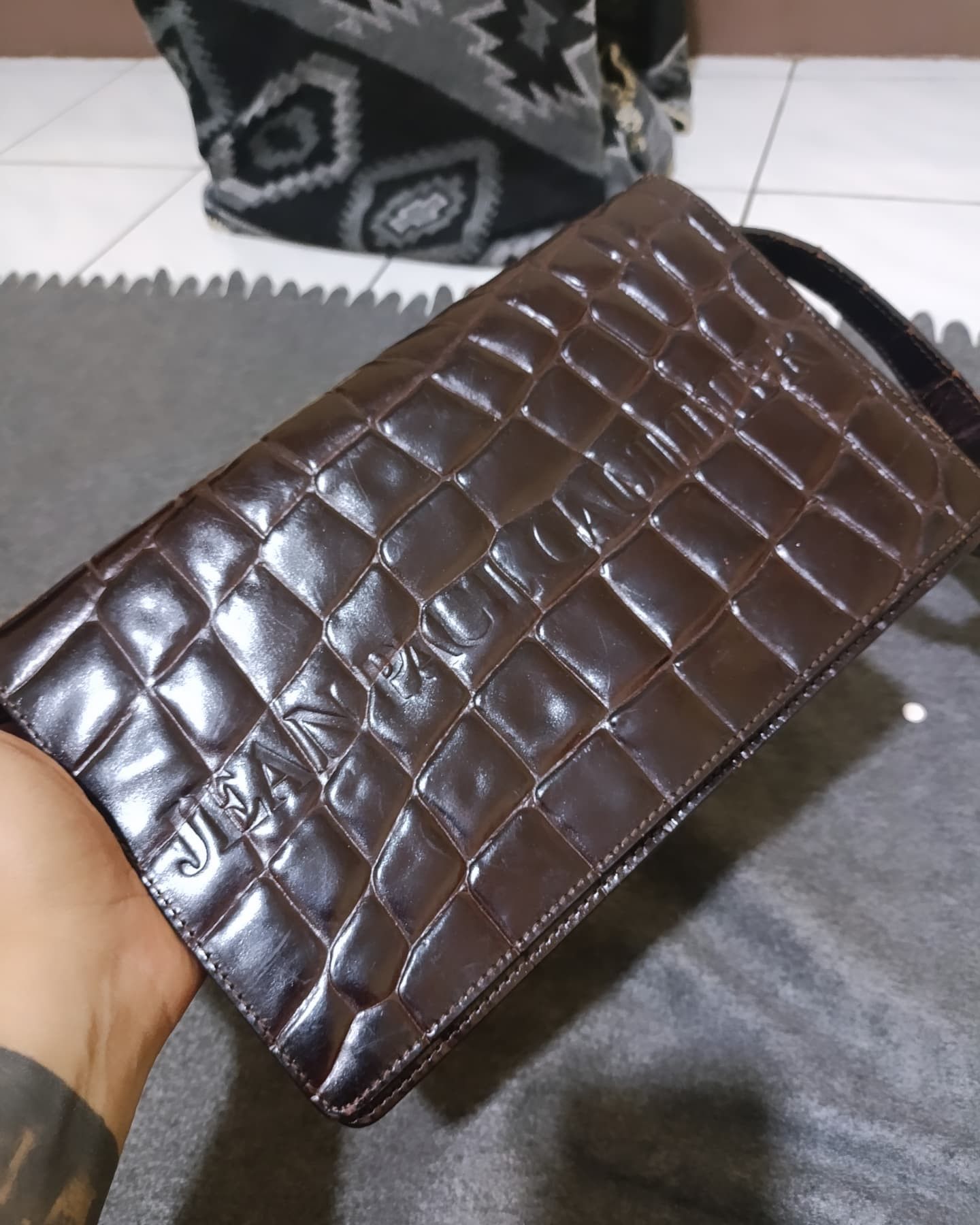 Jean Paul Gaultier Crocodile Leather Sling / Crossbody Bag in Brown, Men's