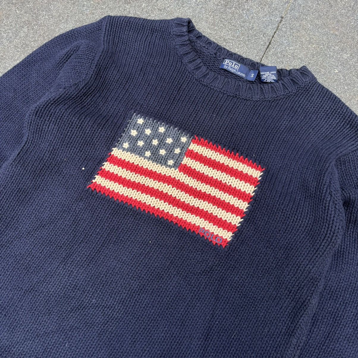 Designer × Polo Ralph Lauren × Vintage Vintage Polo Ralph Lauren American Flag Knit Sweater Size US XS / EU 42 / 0 - 2 Thumbnail