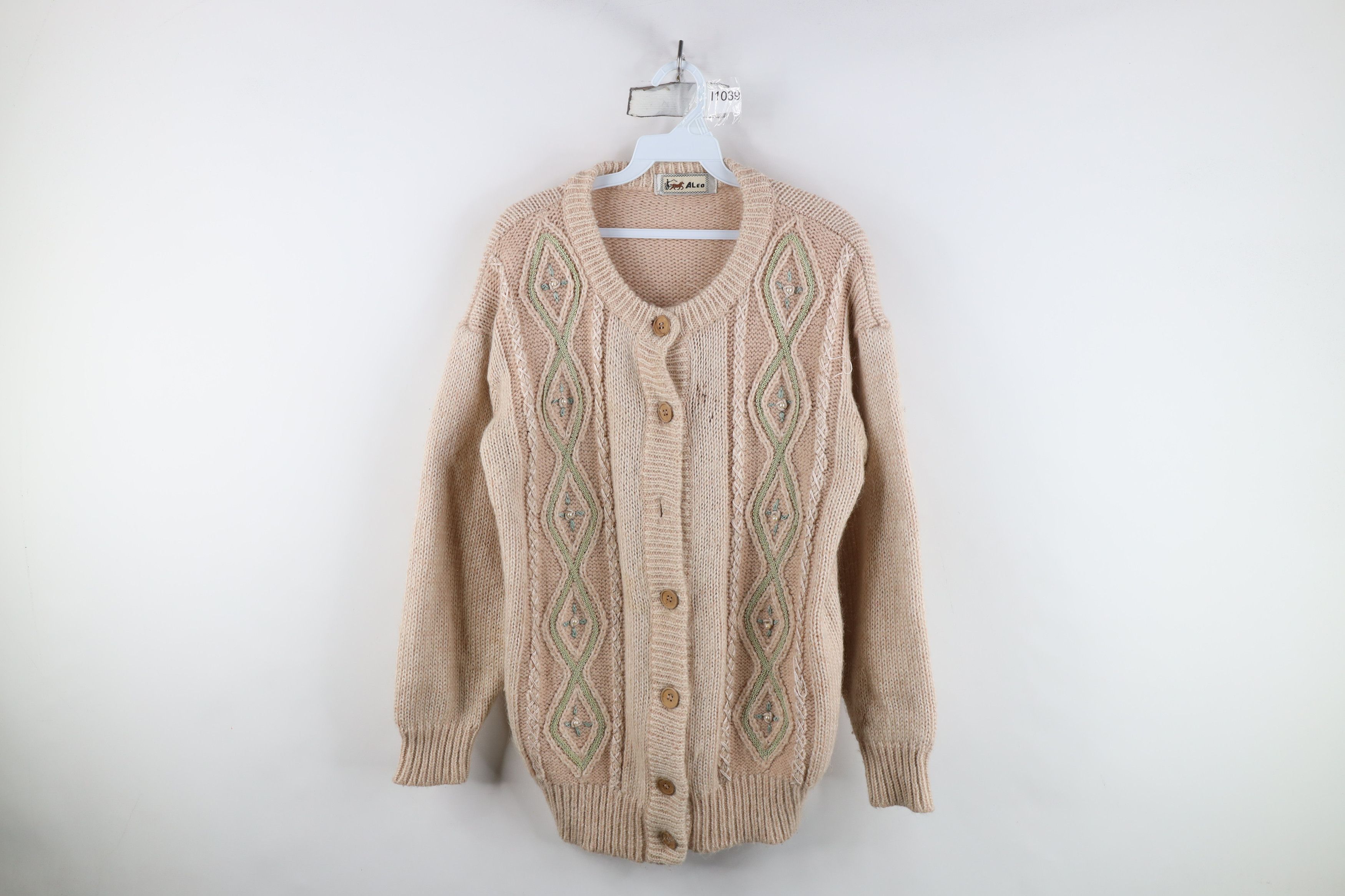 Vintage Vintage 90s Streetwear Blend Flower Knit Cardigan Sweater Size L / US 10 / IT 46 - 1 Thumbnail