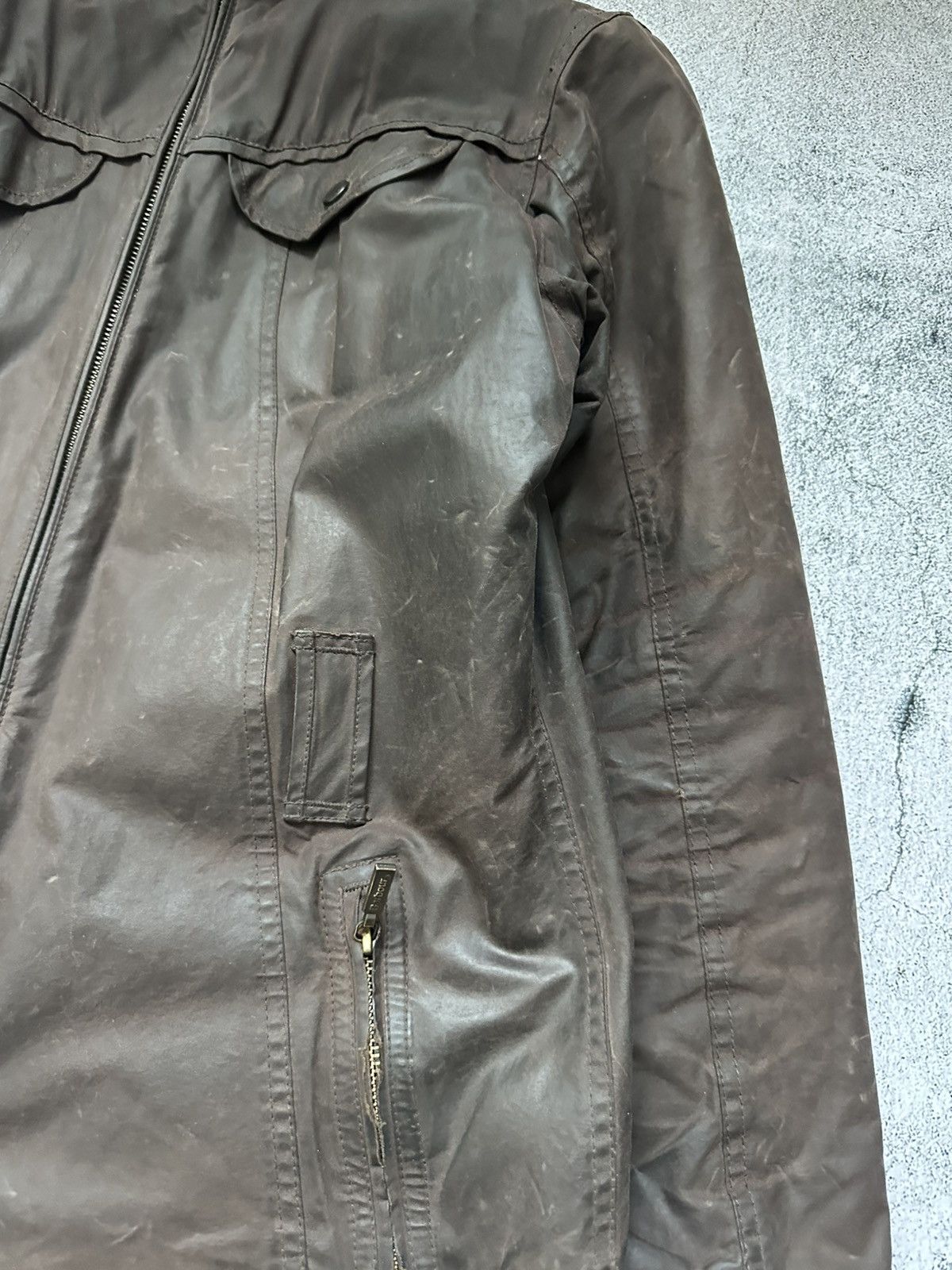 Barbour Vintage Wax Barbour Zip Jacket Distressed Fit Brown Size L / US 10 / IT 46 - 6 Thumbnail