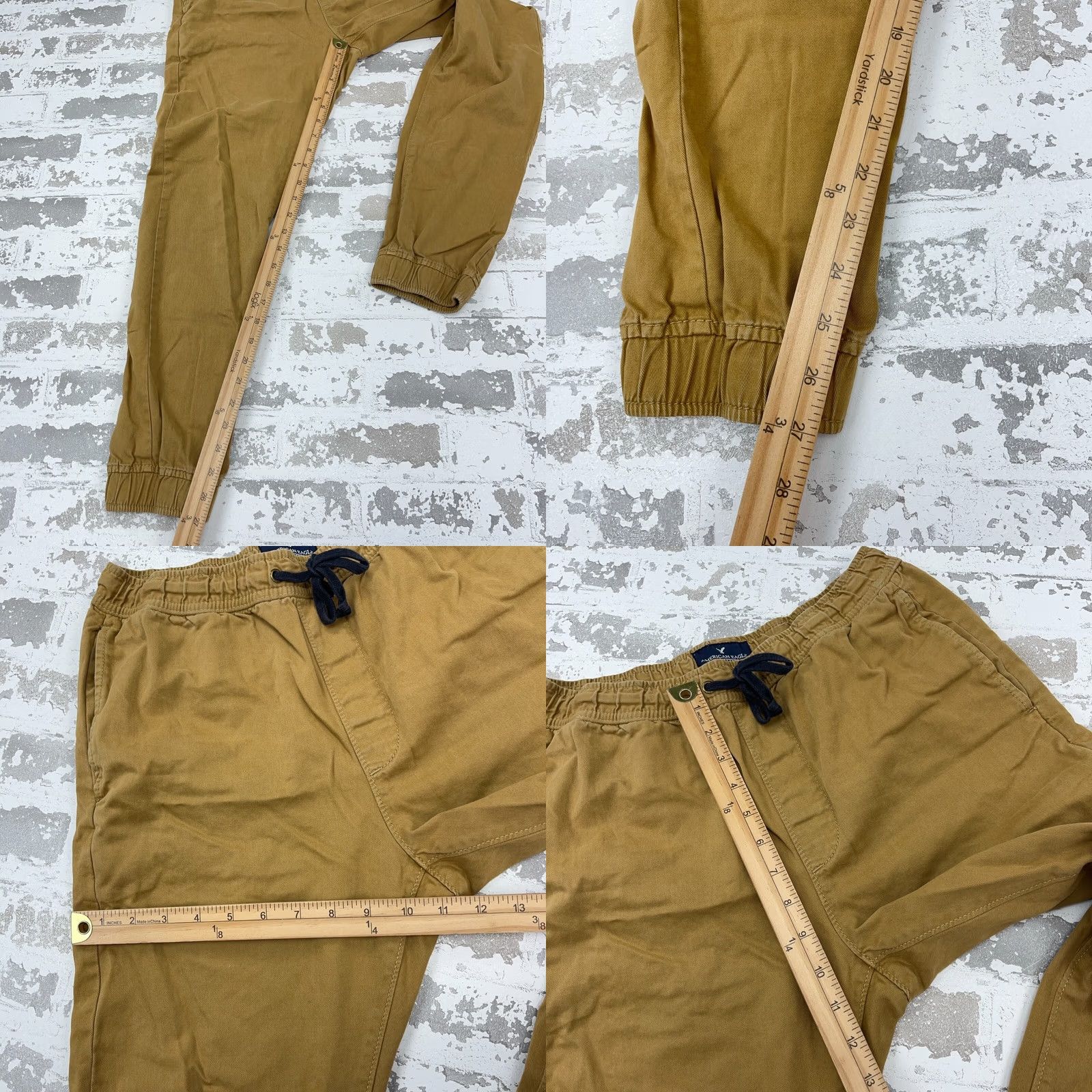 American Eagle Outfitters American Eagle Outfitters Pants Men Small Tan Brown Khaki Drawstring Joggers Tapered 27x27 Size US 29 - 8 Thumbnail