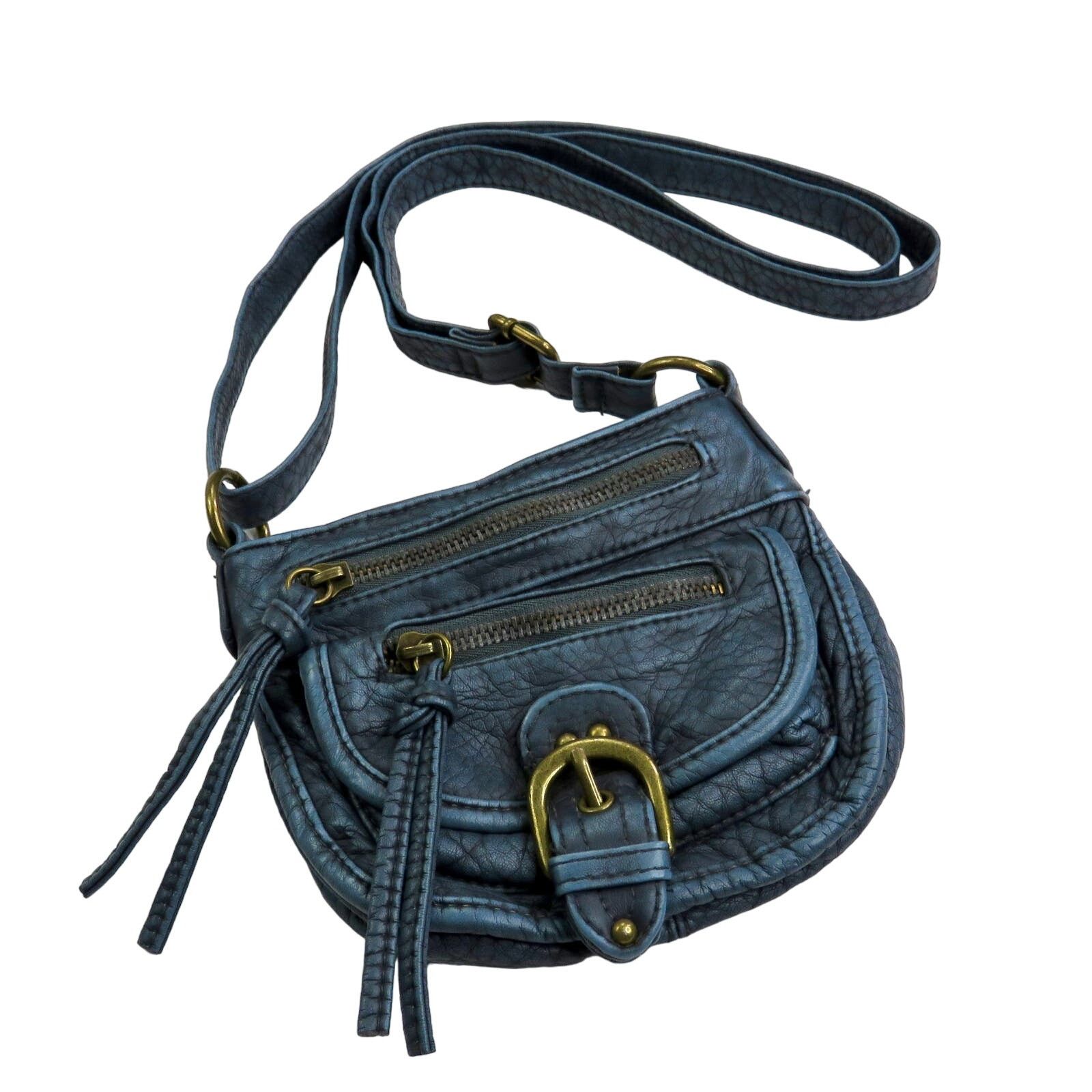 Vintage Y2K Mudd Blue Leather Mini Bag Crossbody Bag, Women's
