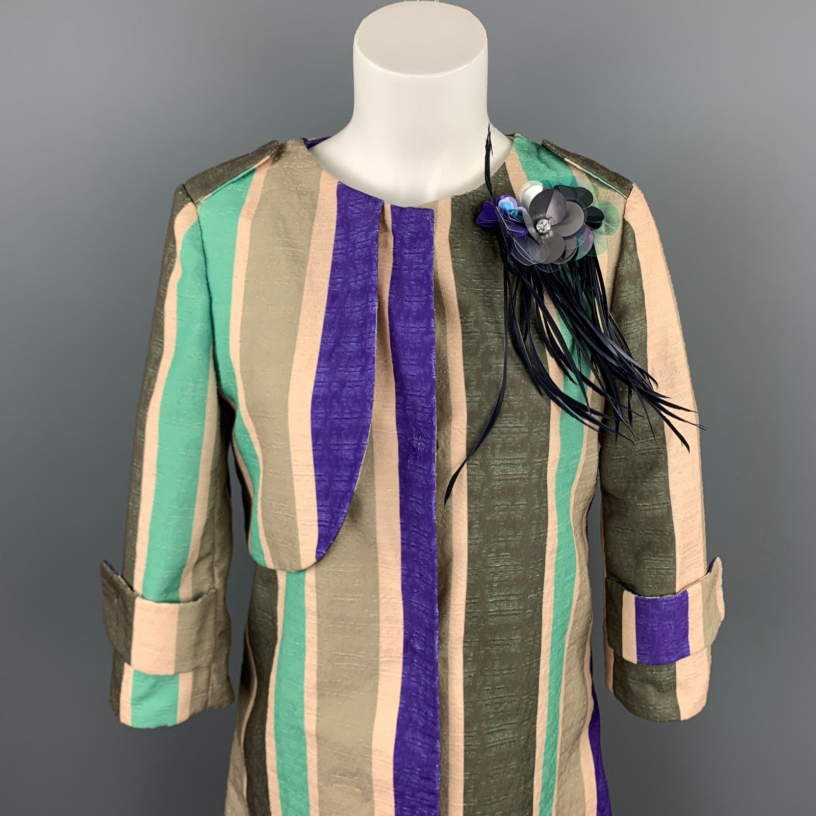 Other SHIRTAPORTER Size 8 Multi-Color Stripe Polyester Coat Size M / US 6-8 / IT 42-44 - 2 Thumbnail