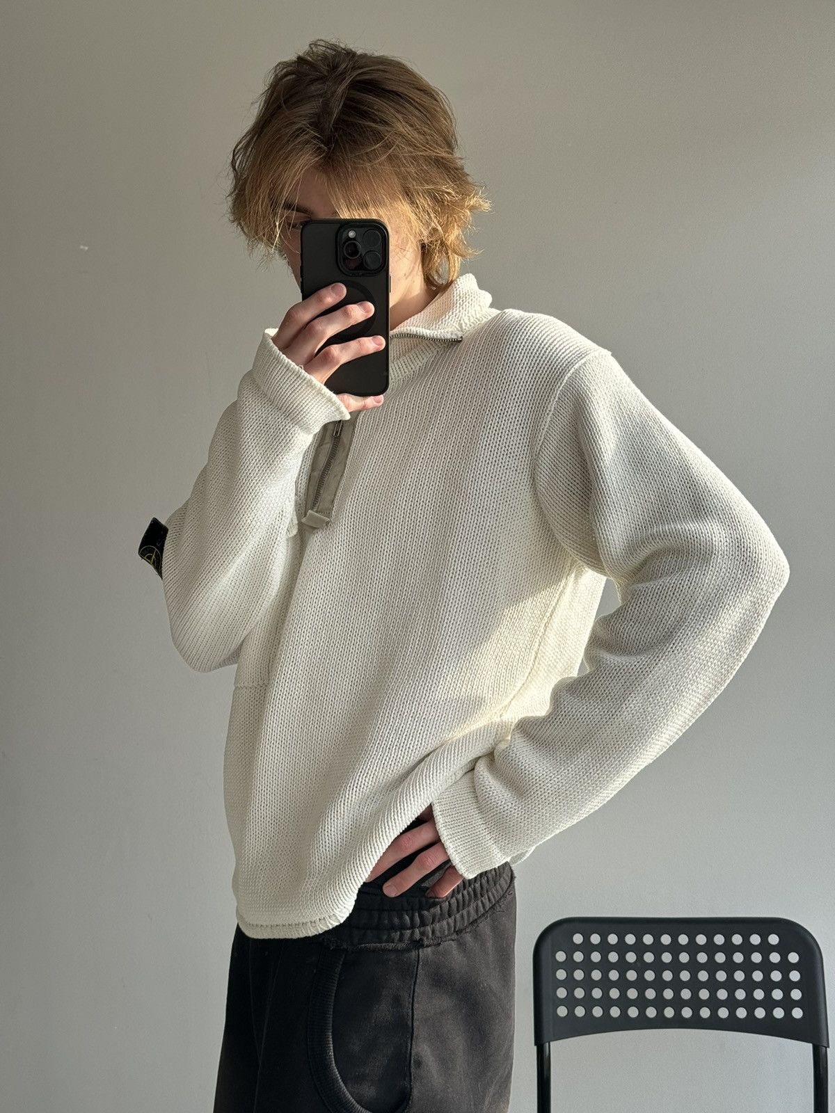 Massimo Osti Very Rare Vintage Stone Island 1/4 Knit Sweater Old Money Size US XL / EU 56 / 4 - 18 Thumbnail