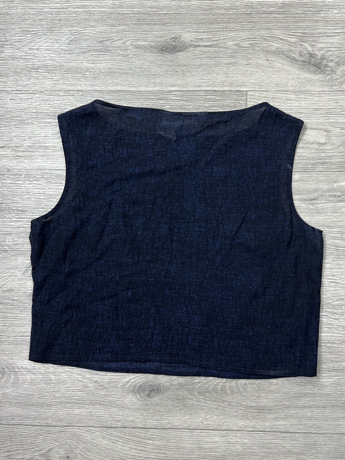Max Mara MaxMara Made In Italy Blue Textured Sleeveless Crop Top Size S / US 4 / IT 40 - 6 Thumbnail