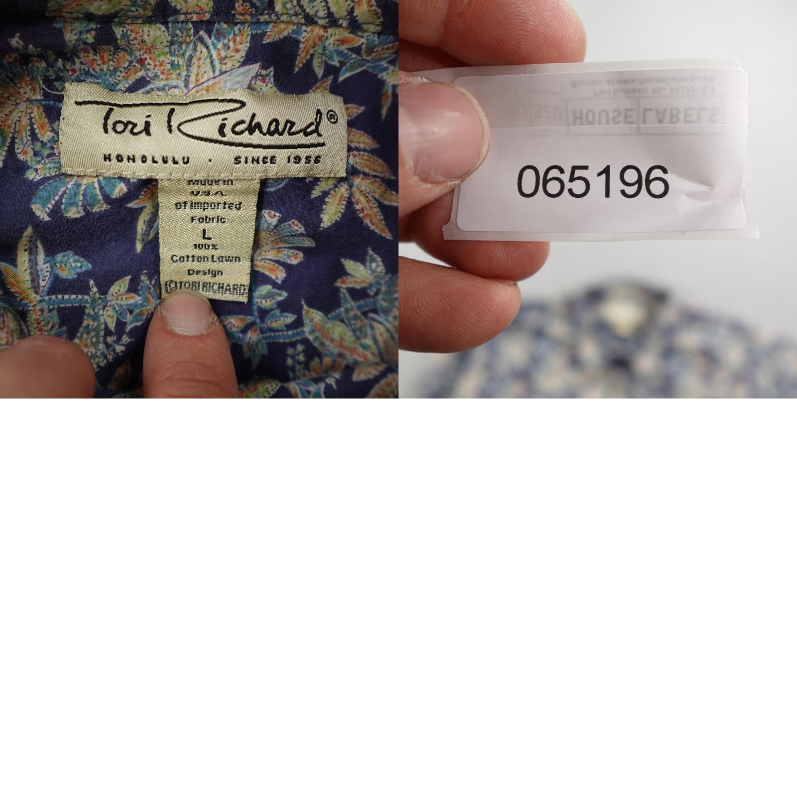 Tori Richard VINTAGE Tori Richard Shirt Mens L Blue Floral Hawaiian Aloha Button-Up Camp Tropical Size US L / EU 52-54 / 3 - 8 Thumbnail