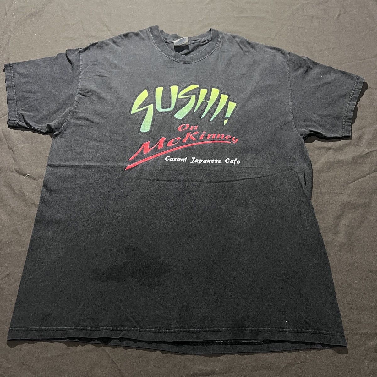 Vintage Vtg 90s SUSHI cat humor funny Tee Faded graphic streetwear Size US XL / EU 56 / 4 - 5 Thumbnail
