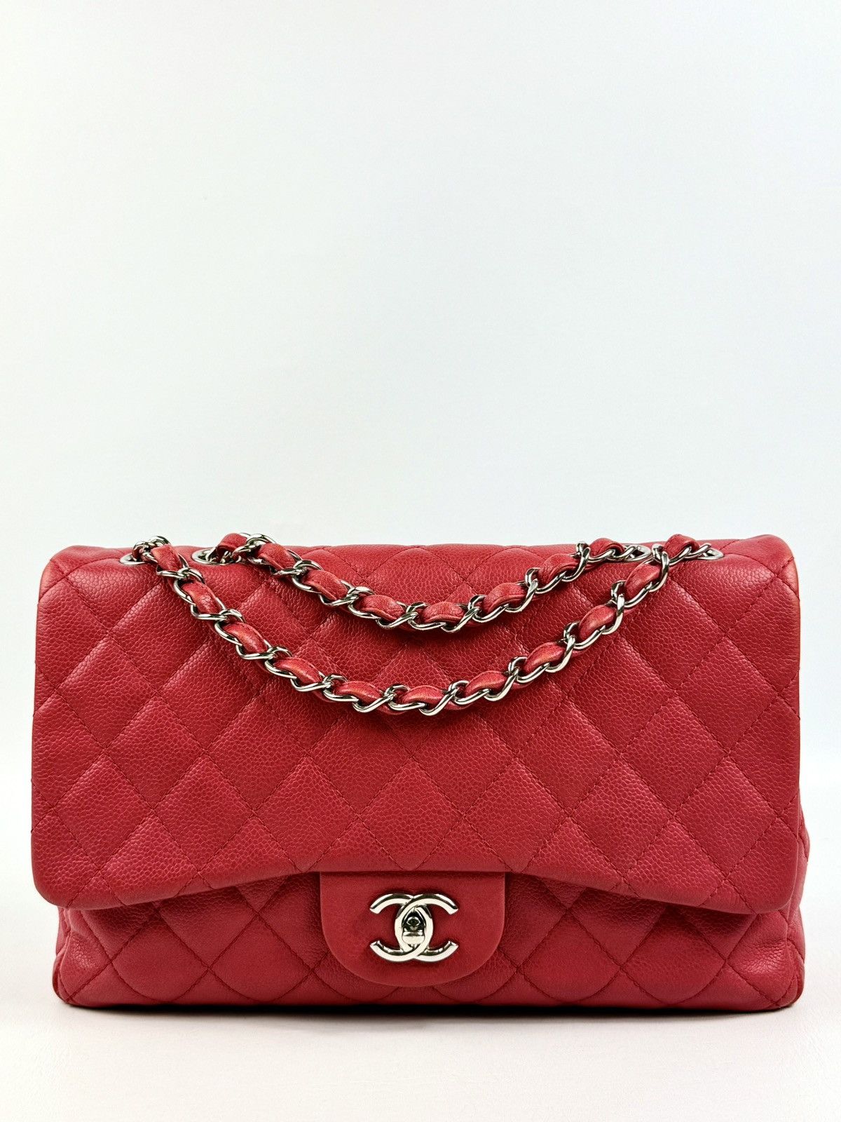 Chanel Chanel - Karl - 2008 - Raspberry Red - Caviar - Jumbo - Flap Size ONE SIZE - 1 Thumbnail