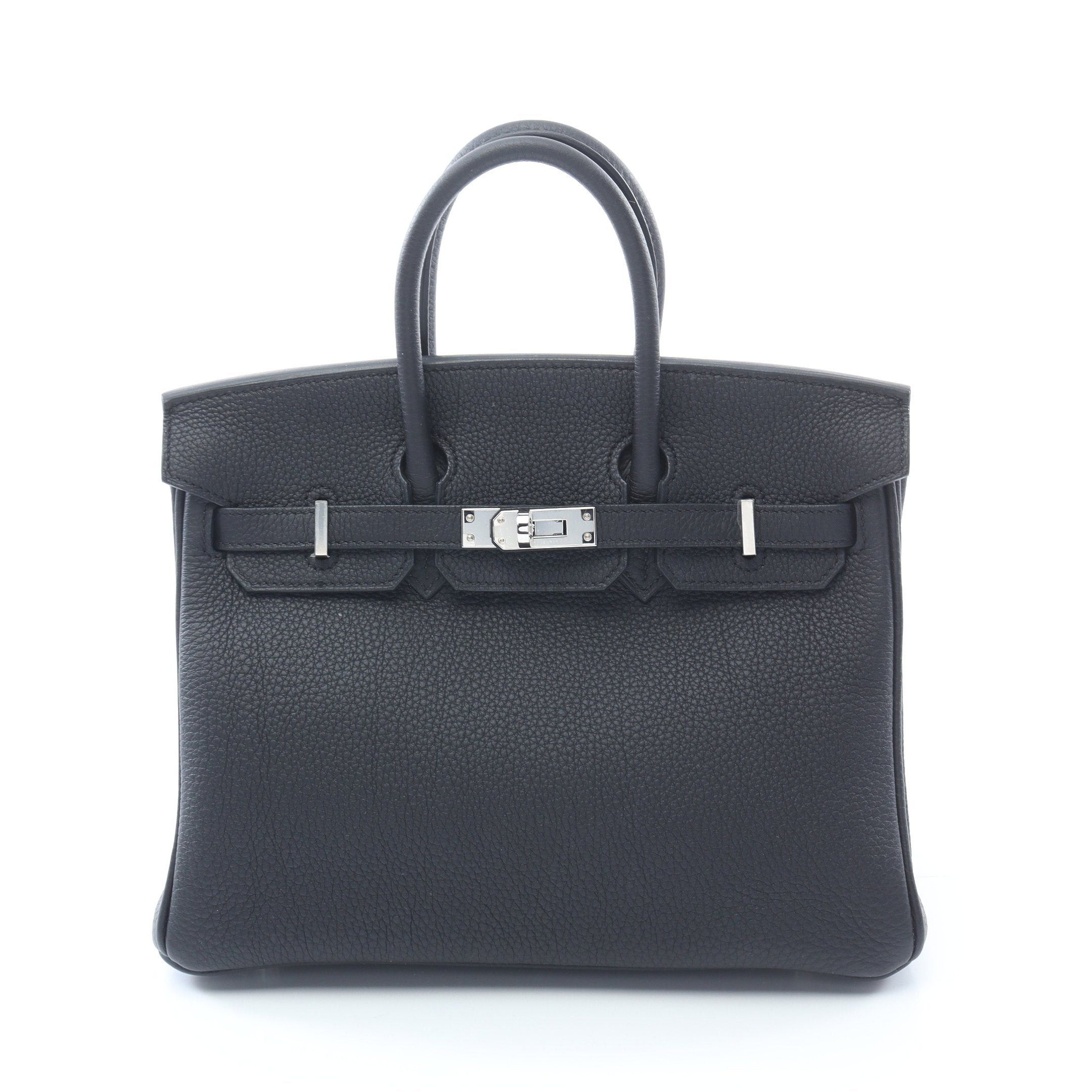 Hermes Hermes Birkin 25 Handbag Togo Black Silver Hardware Double Engraved Size ONE SIZE - 1 Thumbnail