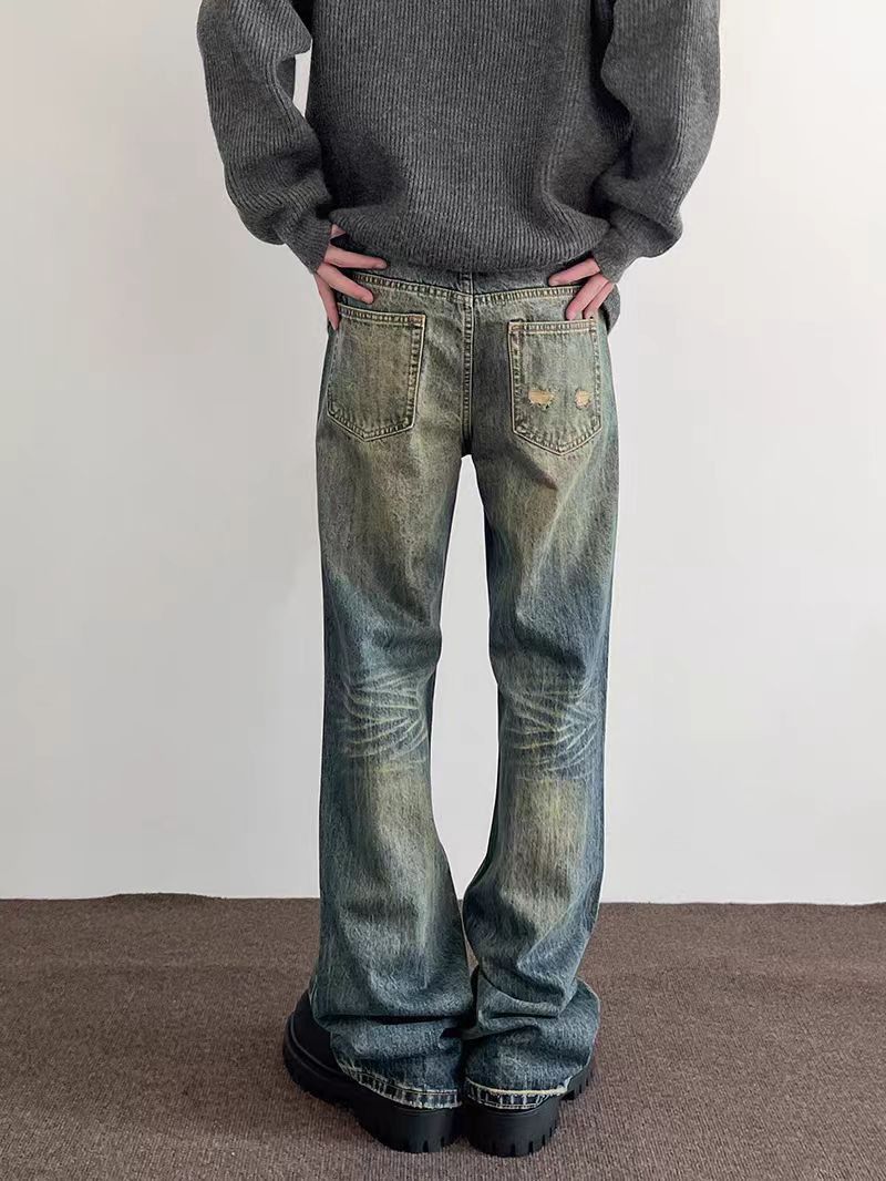 Japanese Brand × Jean Washed Vintage Yellow Clay Blue Micro Flare Jeans Size US 30 / EU 46 - 2 Thumbnail